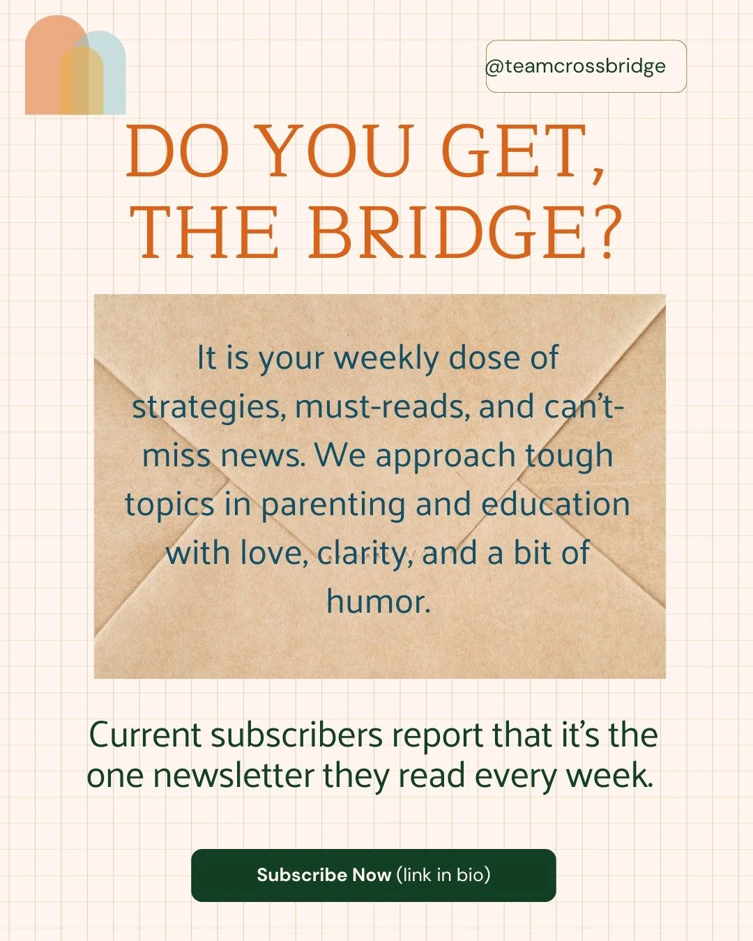 Subscribe to The Bridge here: https://www.teamcrossbridge.com/the-bridge 
If you get The Bridge, and love it, please comment below.