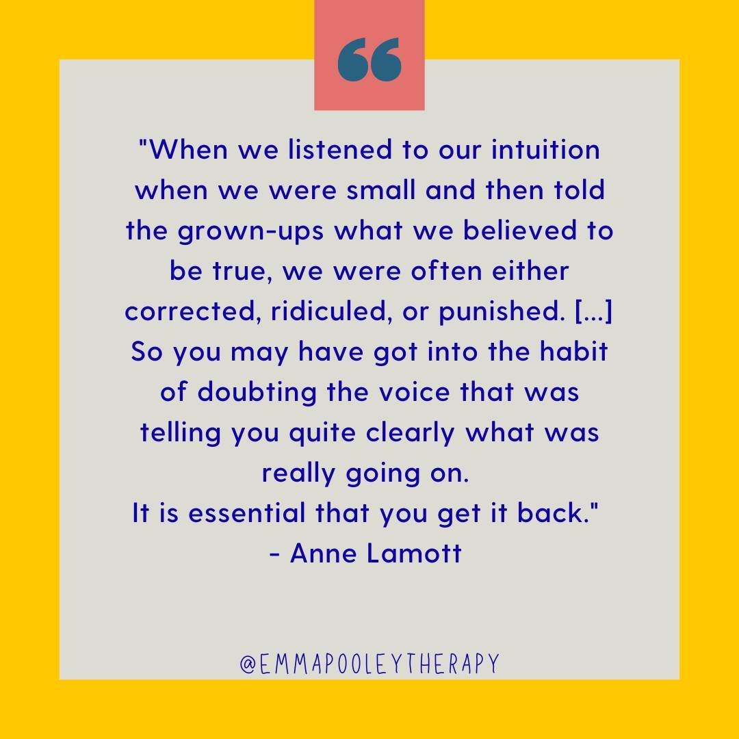 Wednesday wellbeing ✨

One of the things I encourage my clients to do more of is to listen to their intuition.

Whether it&rsquo;s about what you need for yourself, a sense of other people, or a response to an environment or situation, your intuition