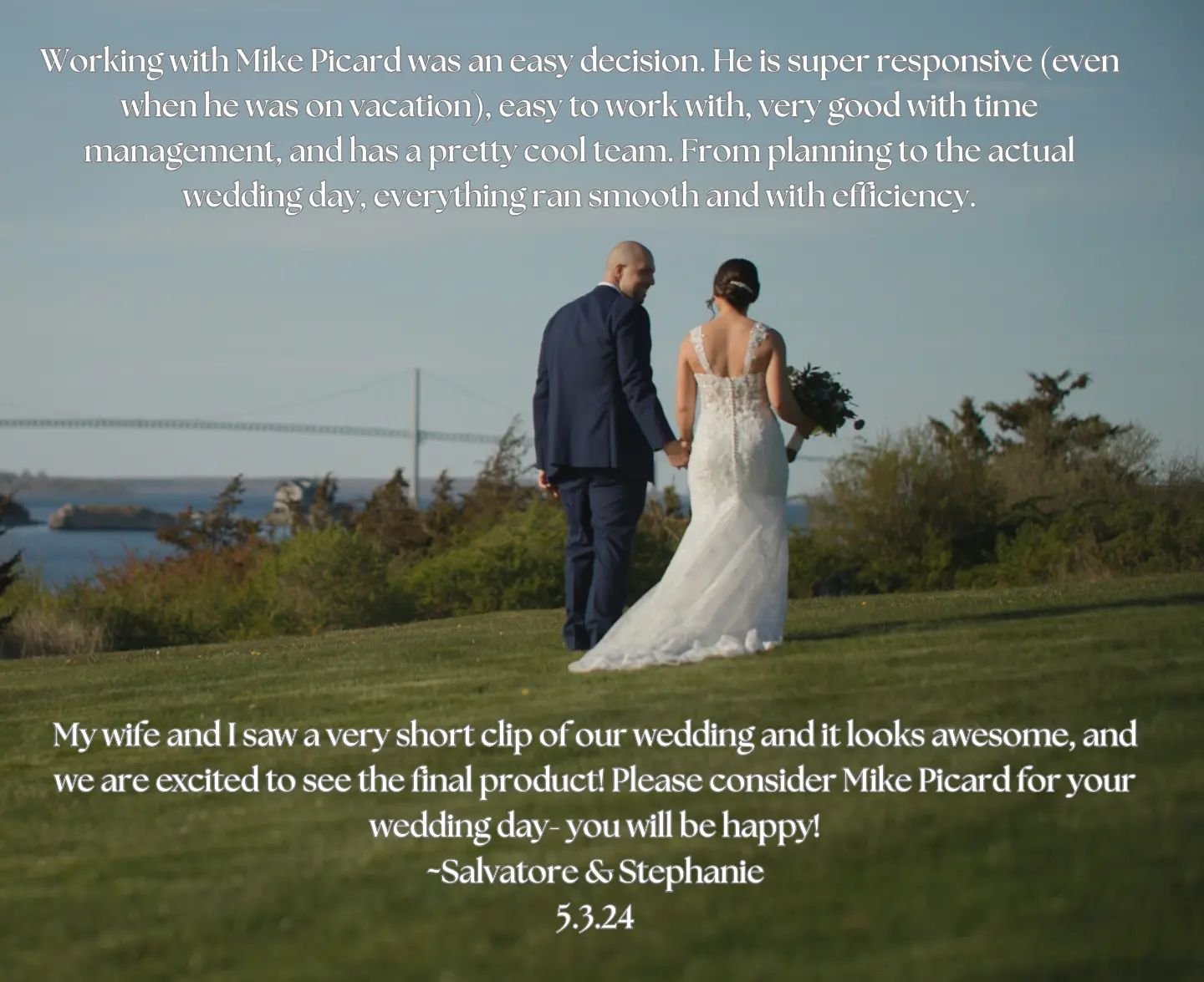 Thank you so much for your kind words! We had an amazing time capturing your special day and are excited for you to see the final product! 🤍 @stephanierizzuto_

#wedding #happycouple #sayyes #newportri #weddingsri #weddingvideography