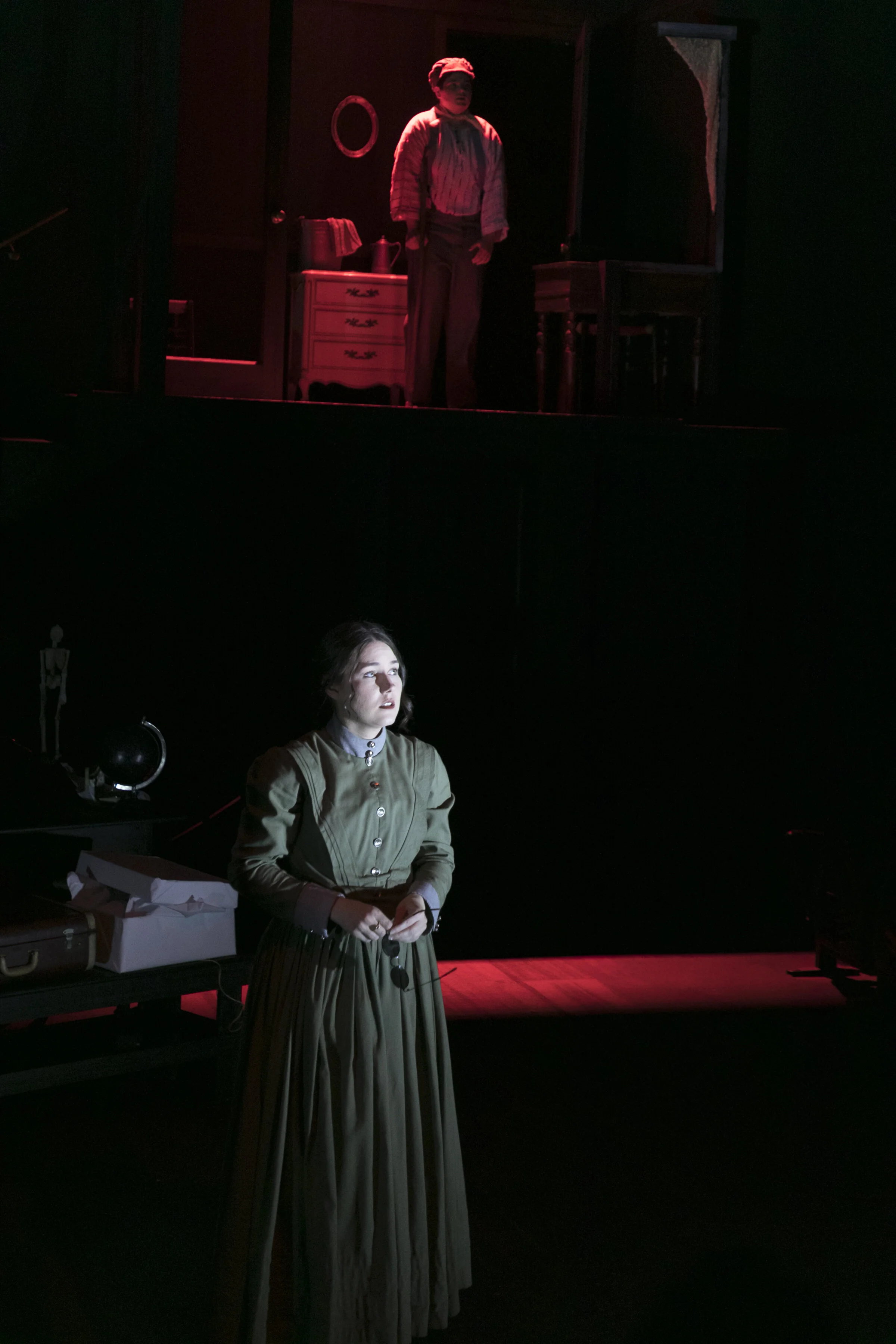 Chelsea Simmons and Sarah Burleson Noah Luce, Chealsea Simmons, and JT Taylor in "The Miracle Worker" at The Western Stage.