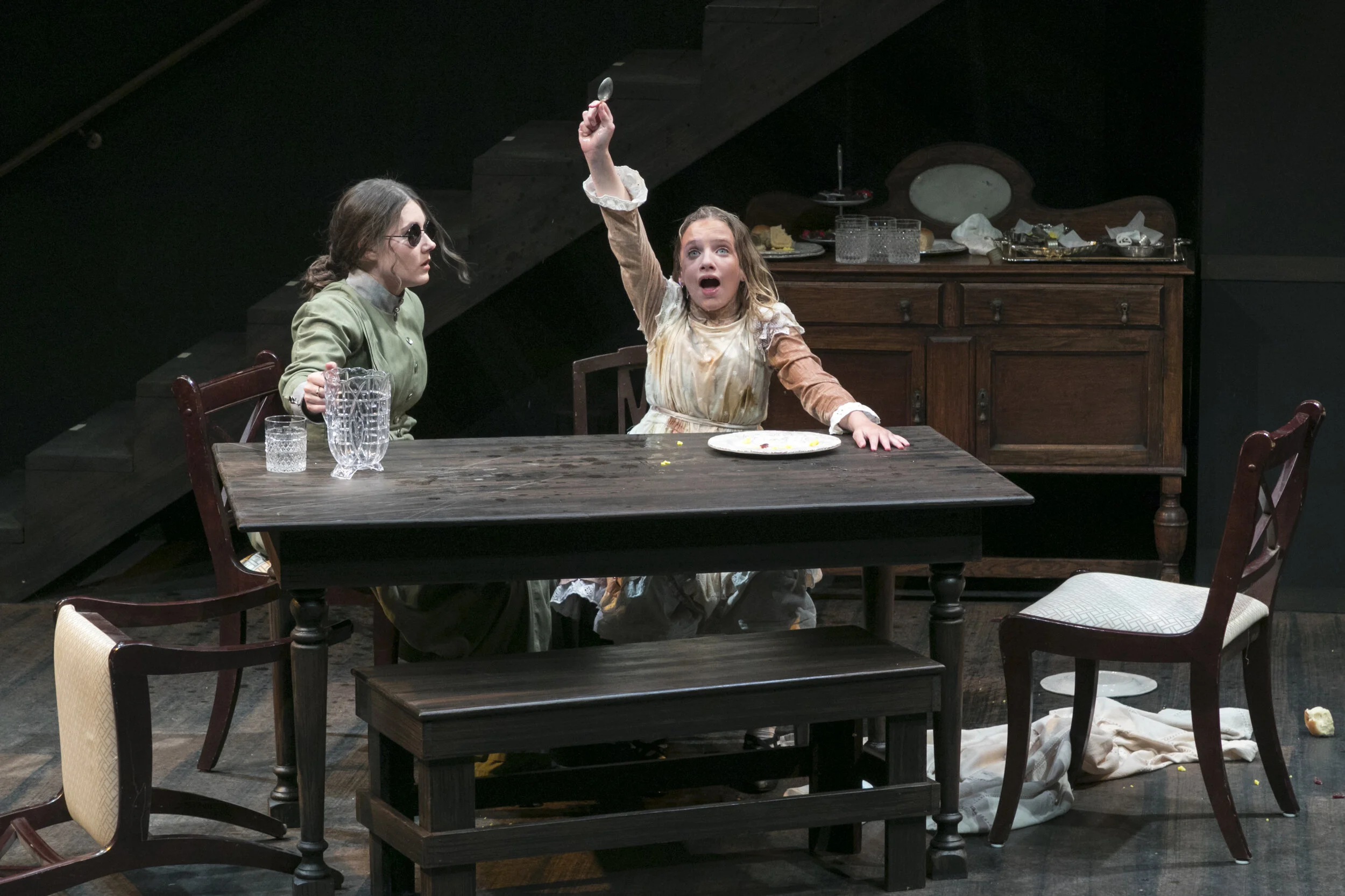 Colette Gsell and Chelsea Simmons in "The Miracle Worker" at The Western Stage.