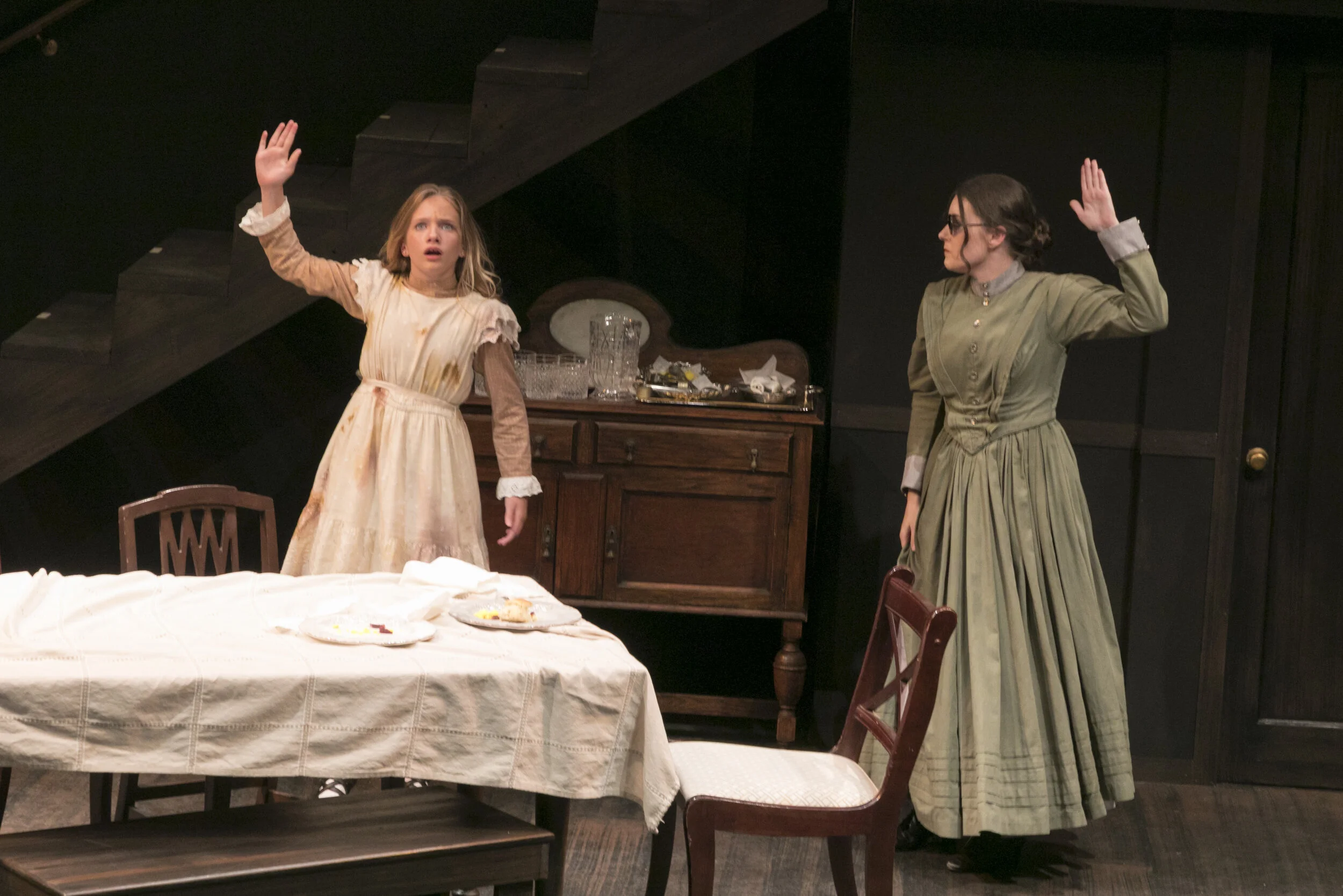 Colette Gsell and Chelsea Simmons in "The Miracle Worker" at The Western Stage.