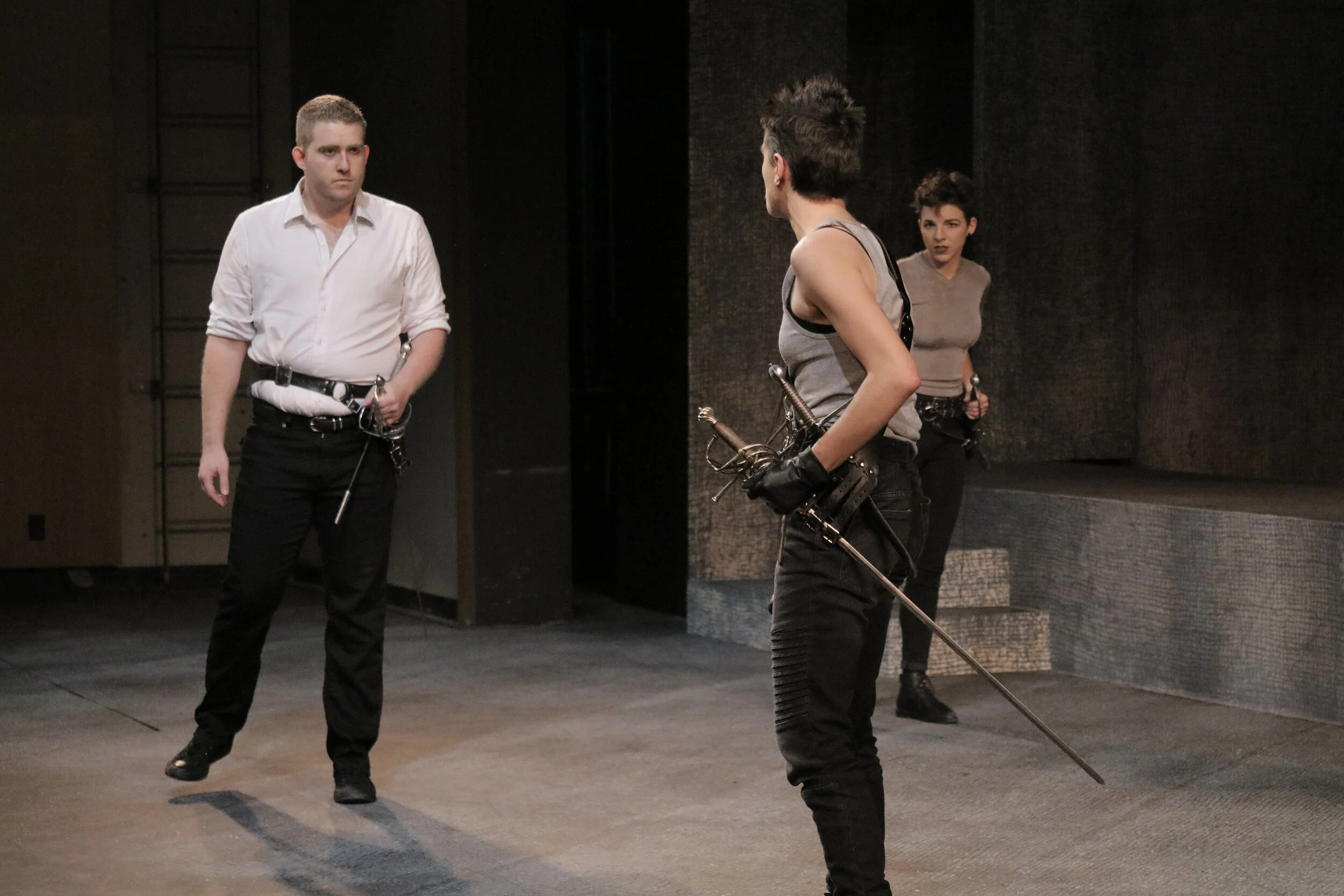 Matthew Reich as Tybalt and River Navaille as Mercutio in "Romeo and Juliet" at MPC Theatre Company. 