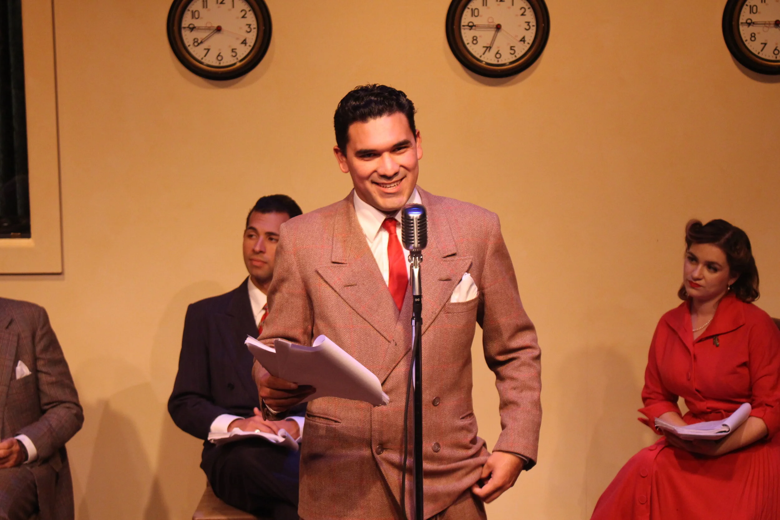 Andres Mercado as George Bailey in "It's a Wonderful Life: A Live Radio Play" at MPC Theatre Company.