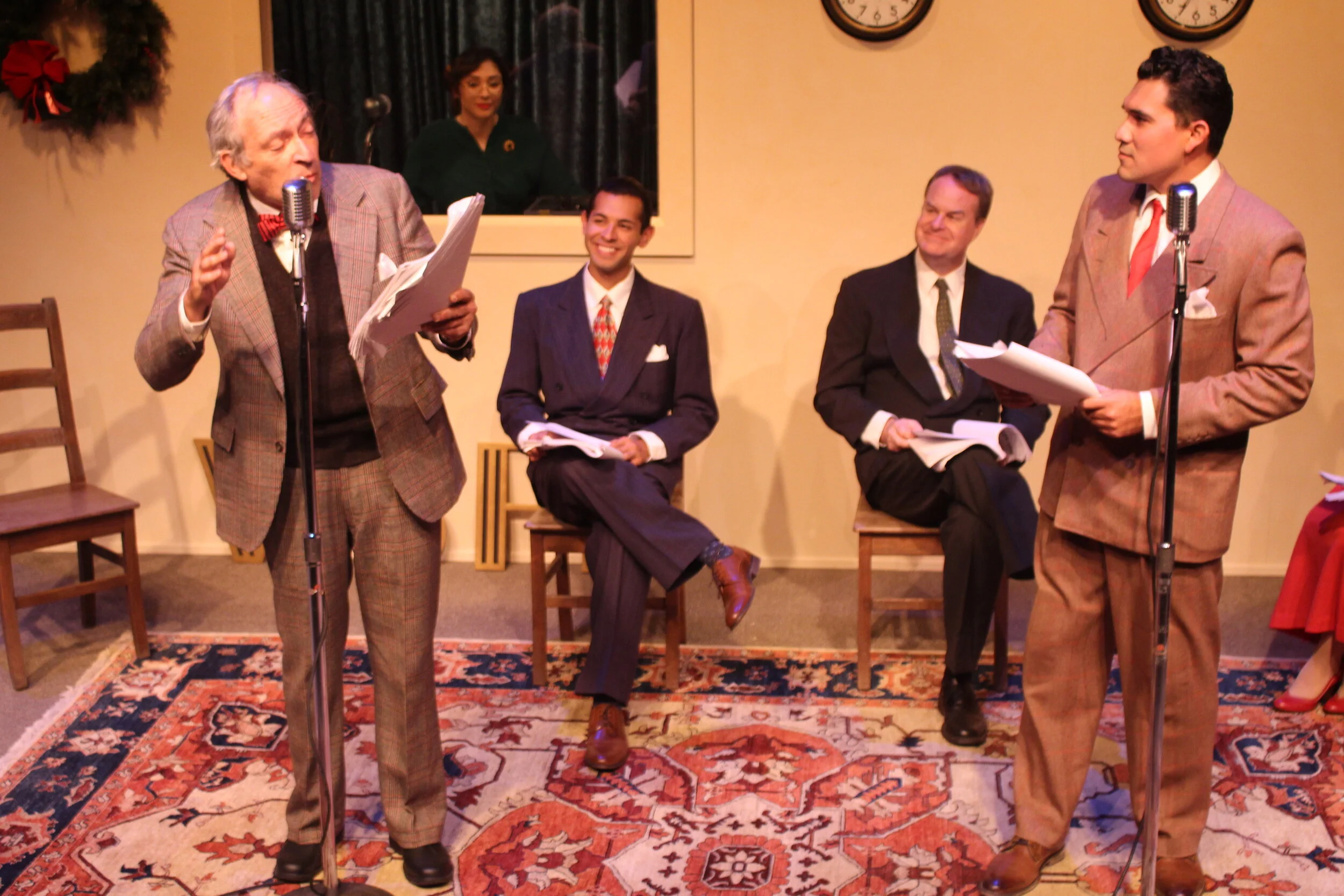 Ron Genauer as Potter and Andres Mercado as George Bailey in "It's a Wonderful Life: A Live Radio Play" at MPC Theatre Company.