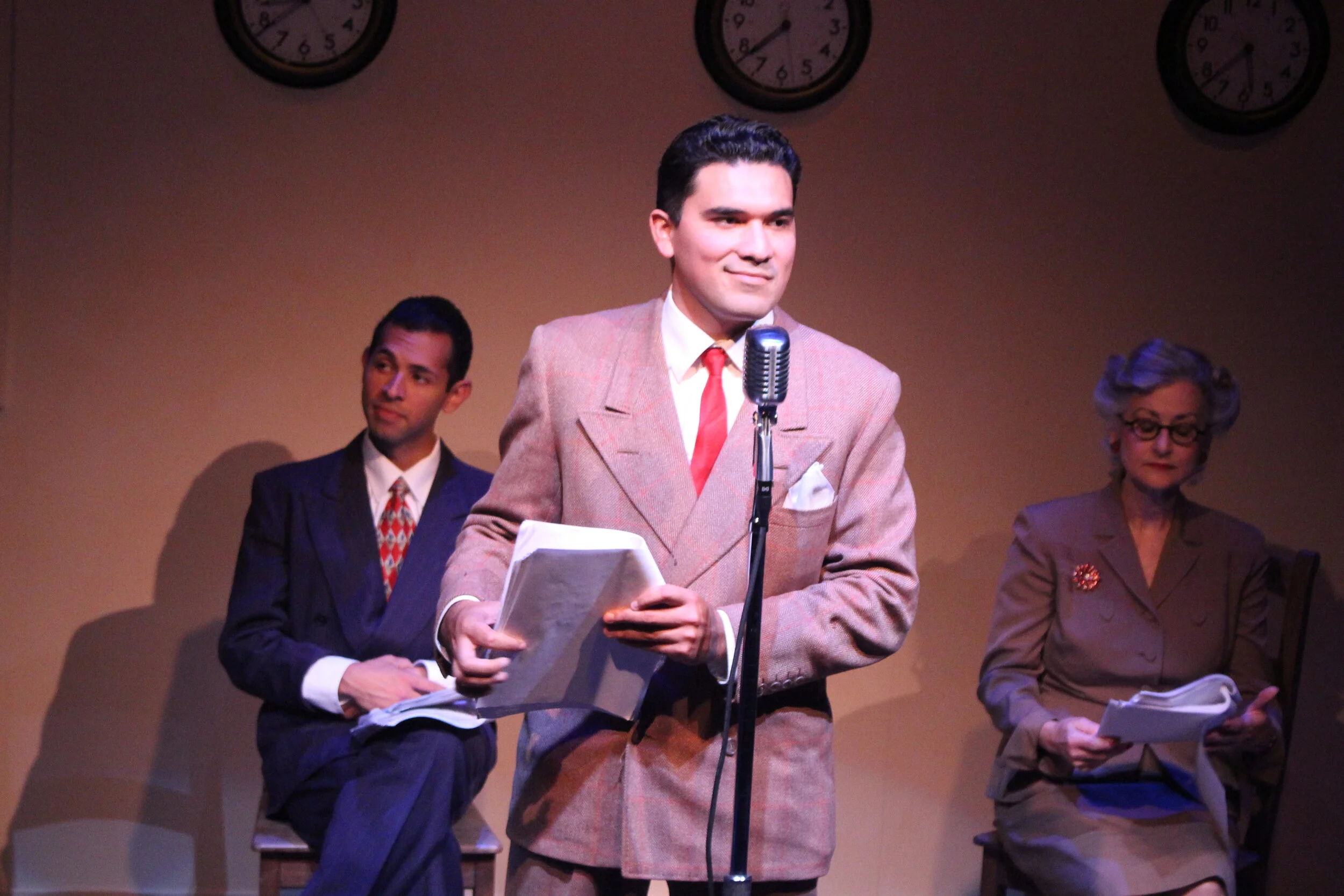 Andres Mercado as George Bailey in "It's a Wonderful Life: A Live Radio Play" at MPC Theatre Company.