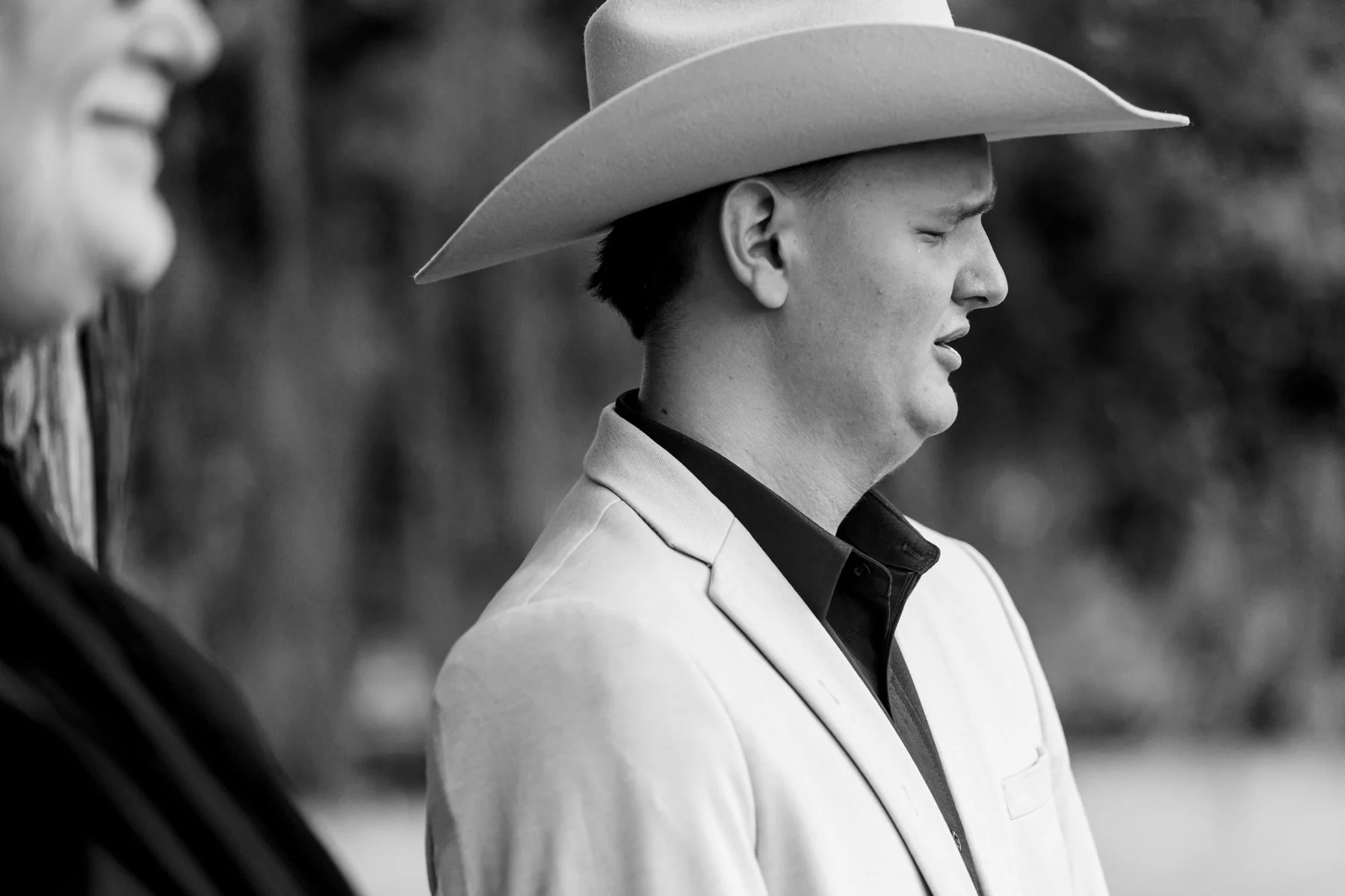 Justyn the groom gets emotional seeing his bride Maddie coming down the aisle for the first time.