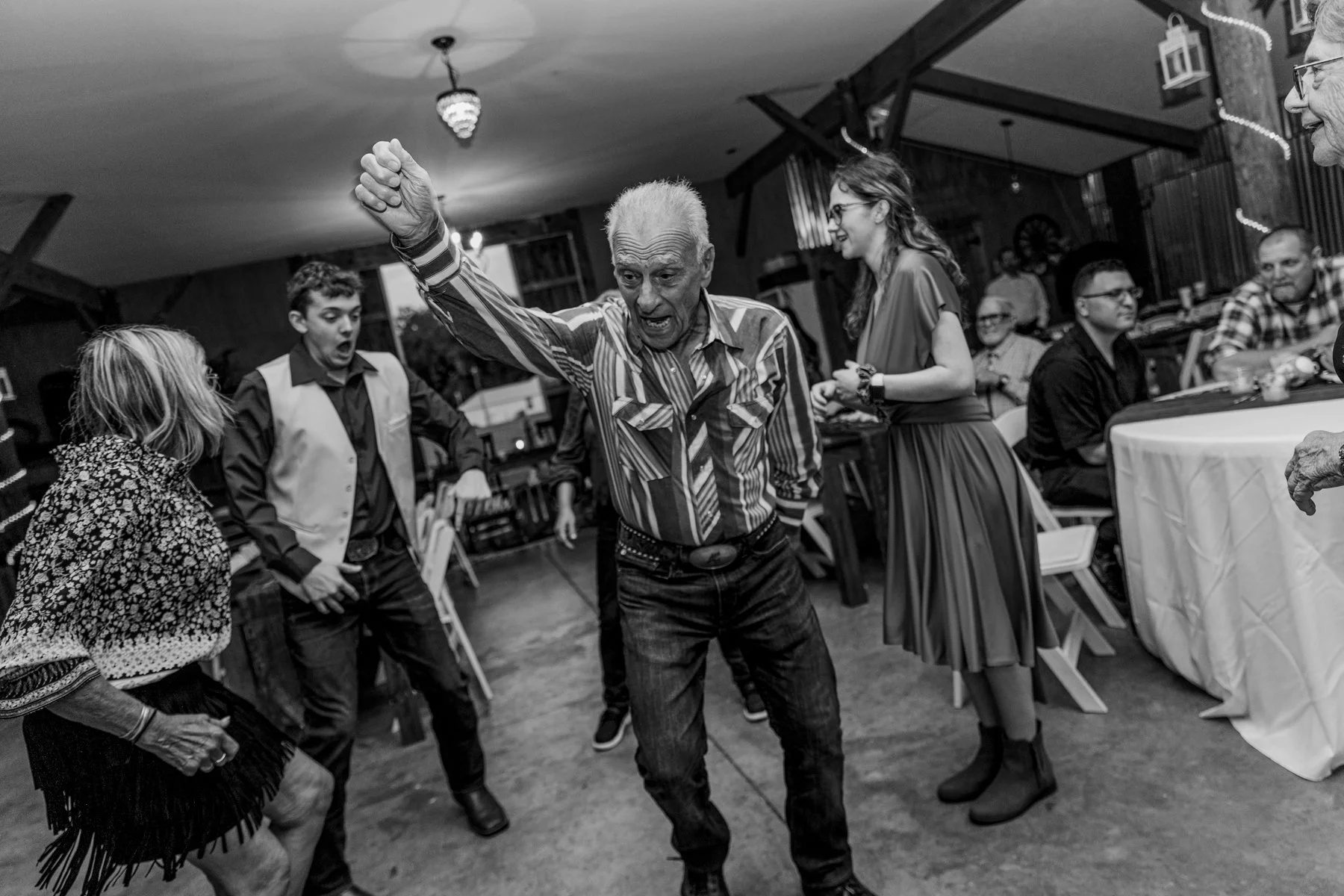 Some high energy dancing with the guests at the reception.
