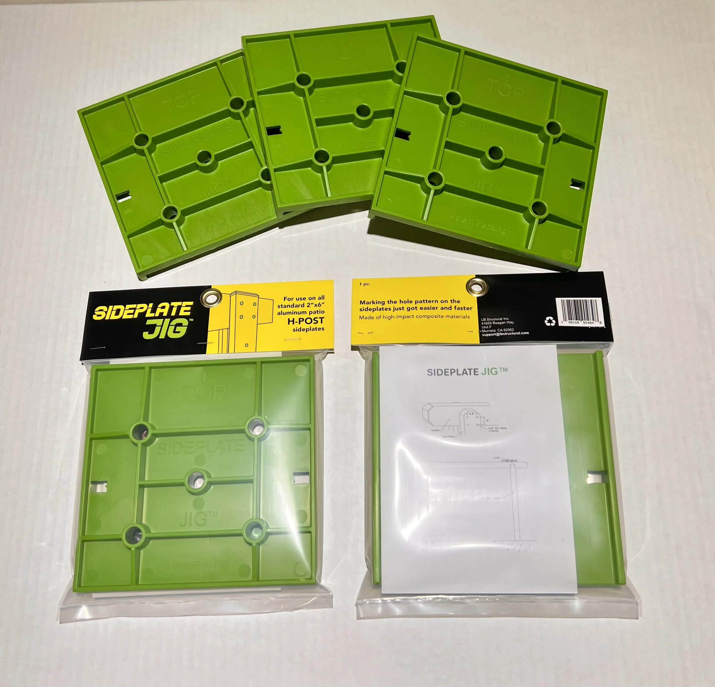 Sideplat jig for marking screw holes in aluminum patio cover sideplates