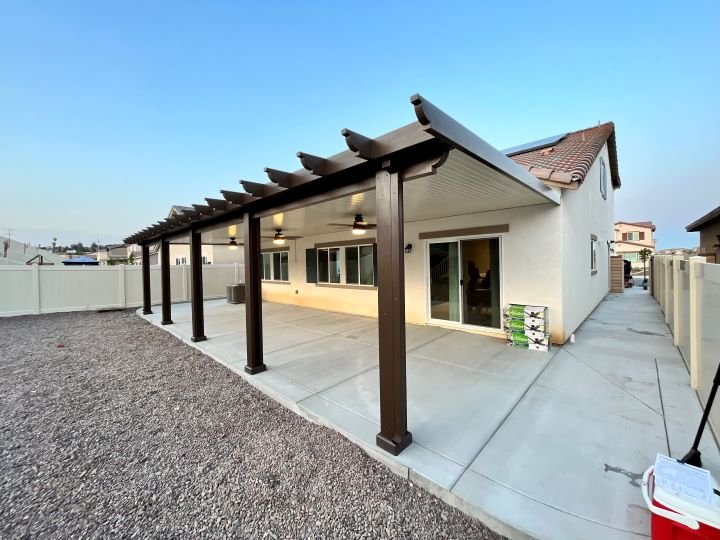 Elegant patio cover with corbel ends