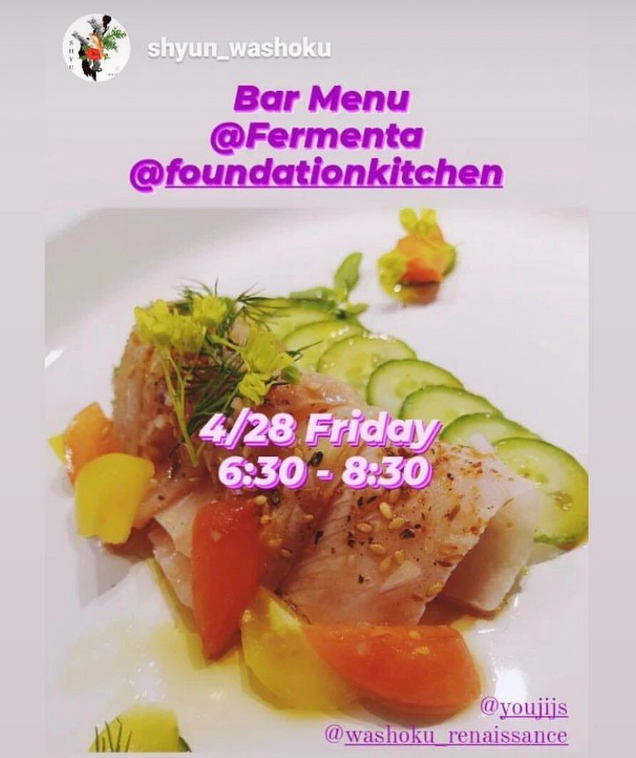 Last week was such a huge success that the bar@menu with @fermenta_graphic and @shyun_washoku is back tomorrow, 4/28!!
.
.
Join us @foundationkitchen at @thegraphiclofts