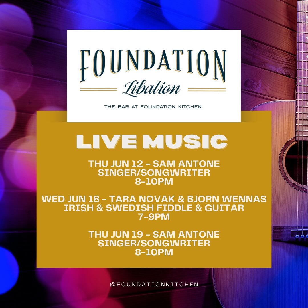 We&rsquo;ve got LIVE MUSIC dates coming up in June! Starting tomorrow with @samantonemusic and following up next week with a repeat performance from Sam and a very special performance by acoustic guitar &amp; fiddle duo @bjornwennas.music &amp; @tara
