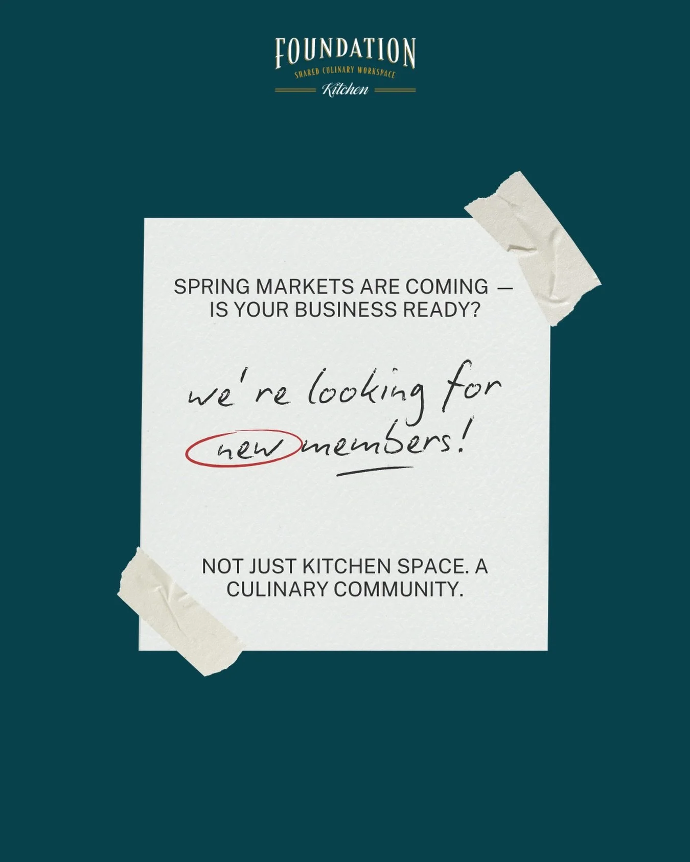 Spring farmers markets are closer than you think 🌷

If you&rsquo;re planning to sell this season, now is the time to get licensed, certified, and production-ready &mdash; not in April when everyone else is scrambling!

At Foundation Kitchen, we prov