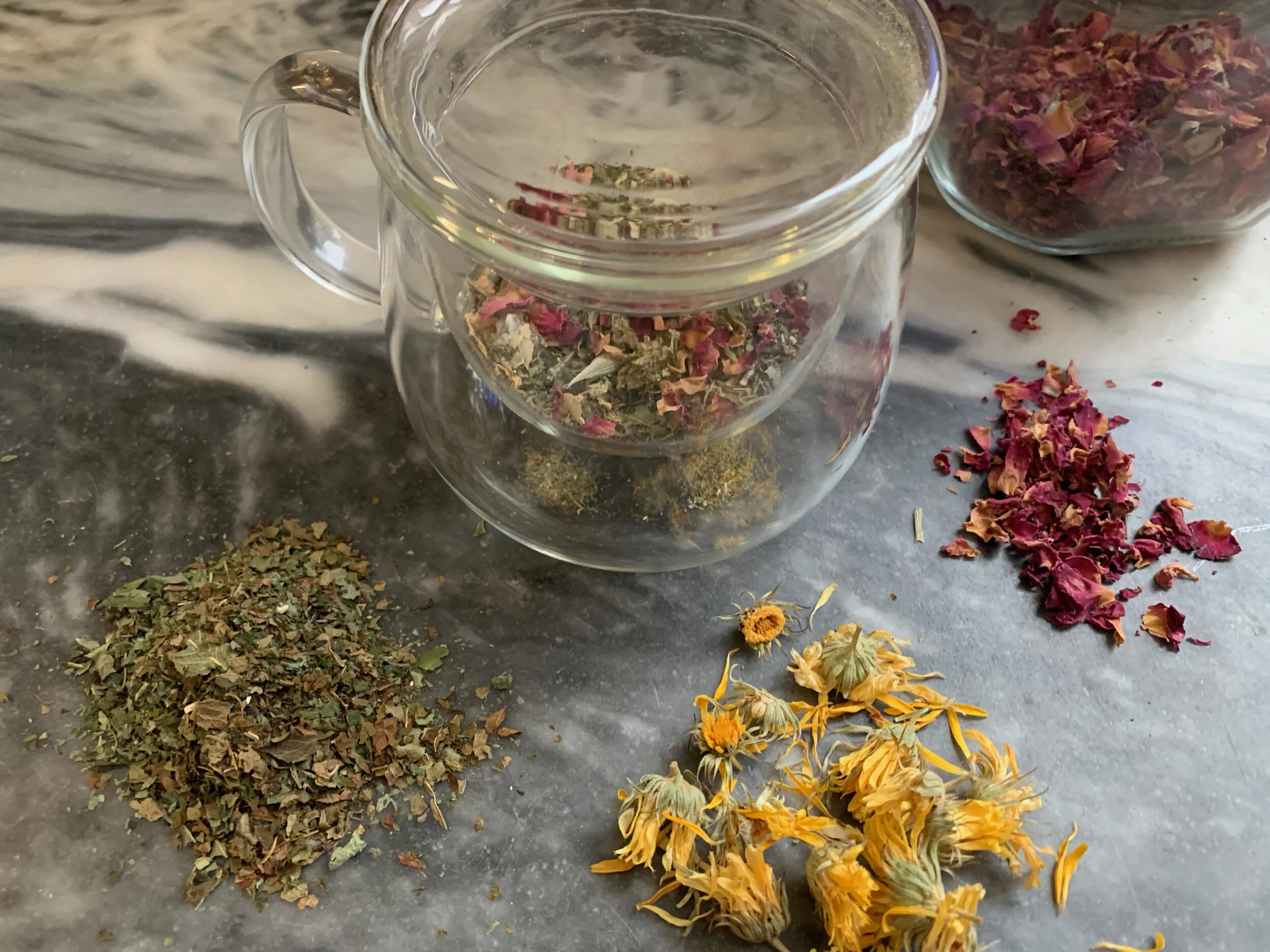 Tea Medicine — Lemonbalm, Caledula and Rose