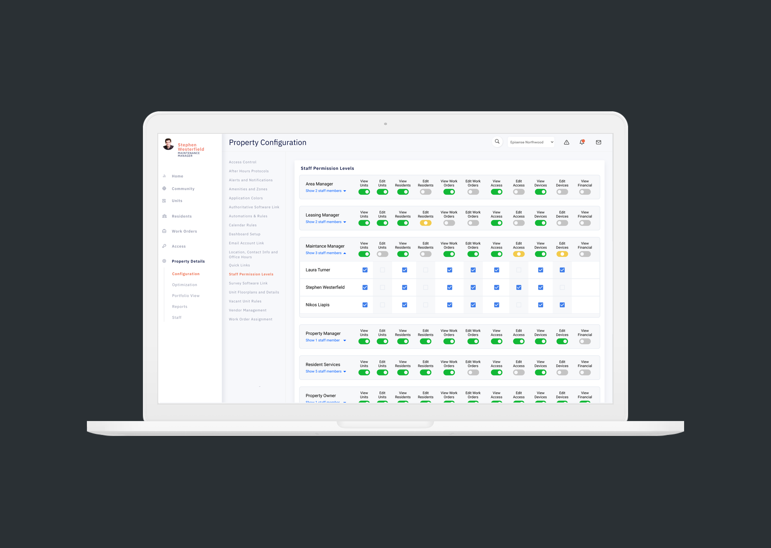 Episense Property manager web app