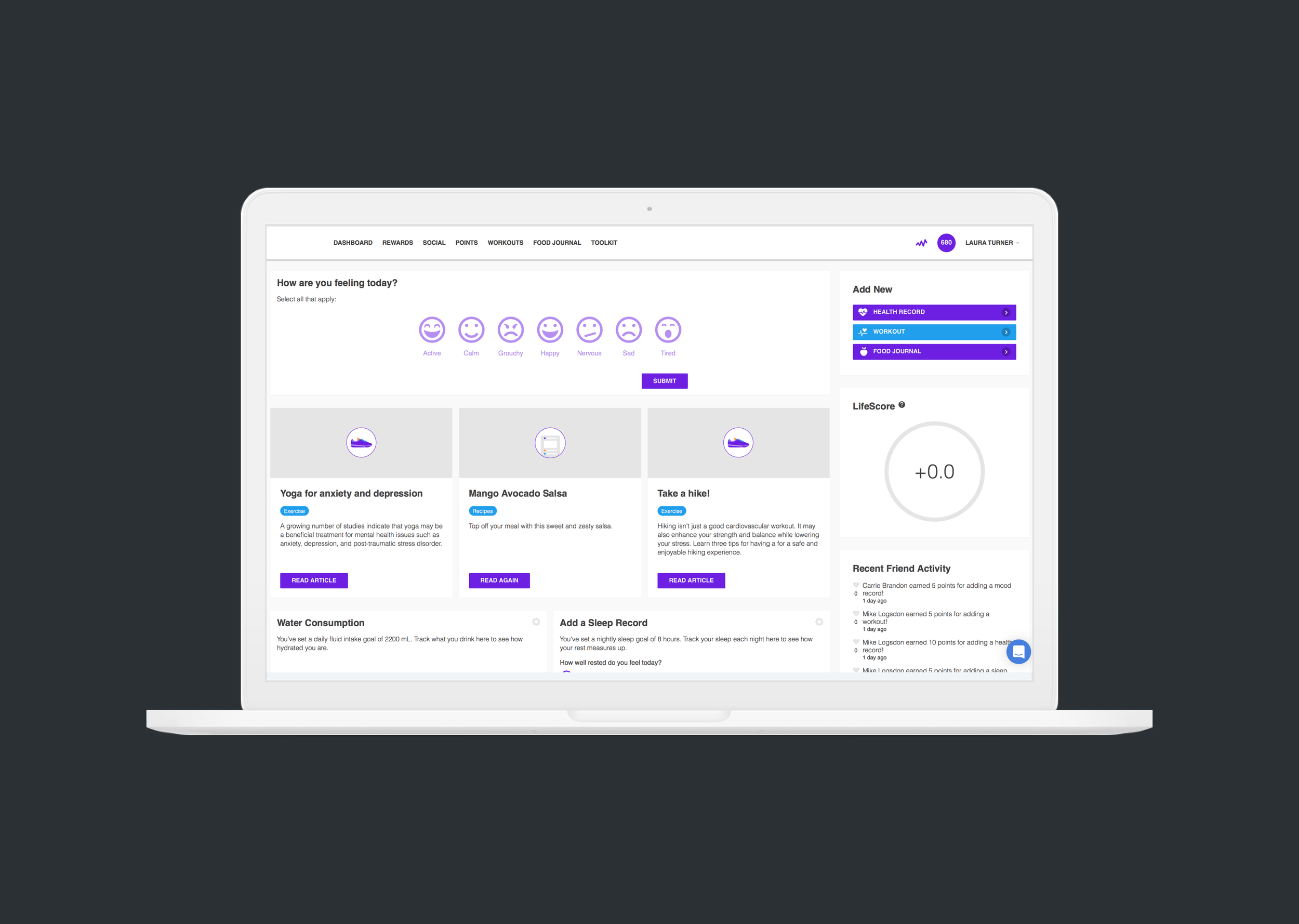Life insurance, Wellness dashboard audit web app