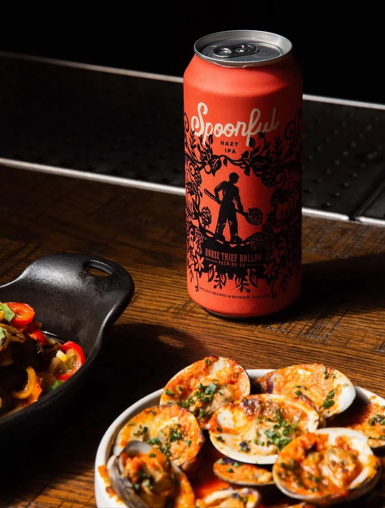 Our design for @horsethiefhollow Spoonful IPA looking really nice next to the beautiful offerings over at @rosemarychicago 🥄
.
Photo by Rose Mary.