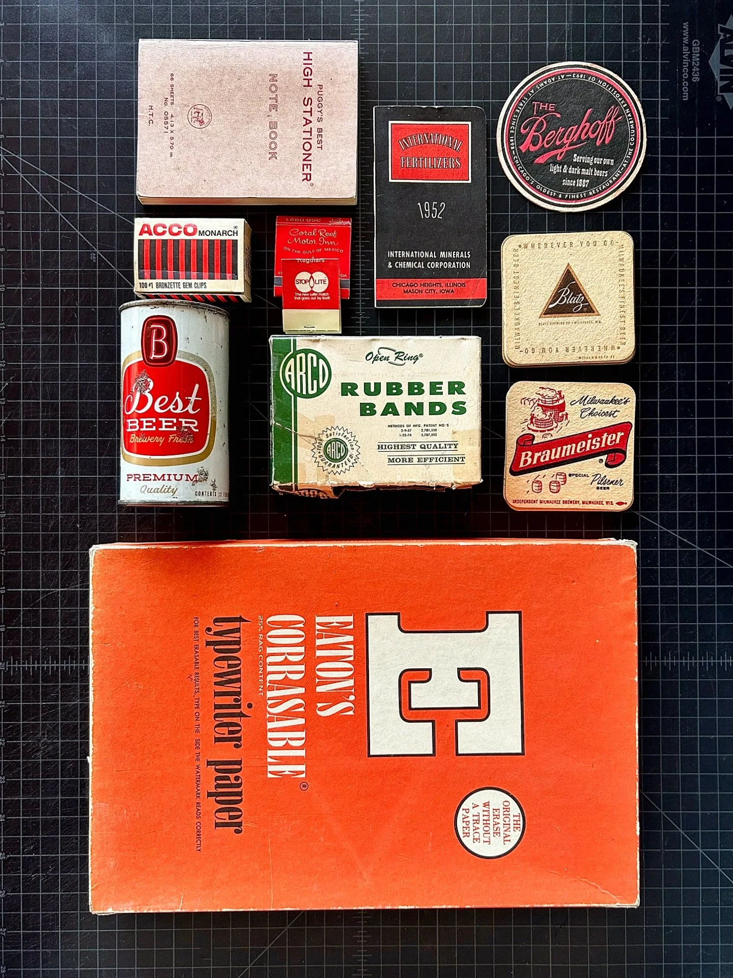 Color palette inspo. I&rsquo;ve always been a collector of vintage ephemera for design inspiration &mdash; color, type, layout, packaging. These are just a few of the items around the studio gathered from over the years. 

Who else collects for inspi