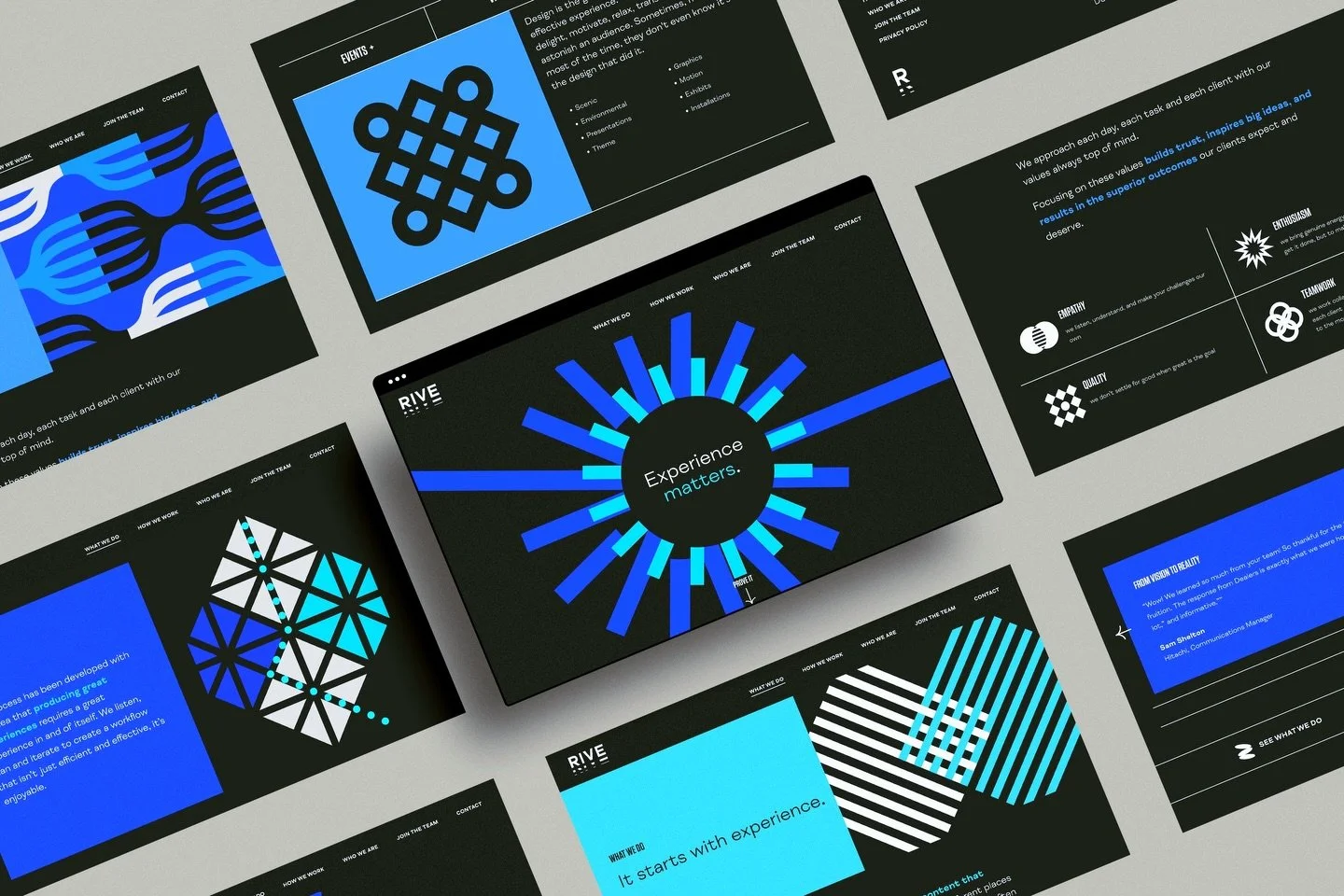 Branding, website &amp; collateral for DC-based events agency, RIVE.