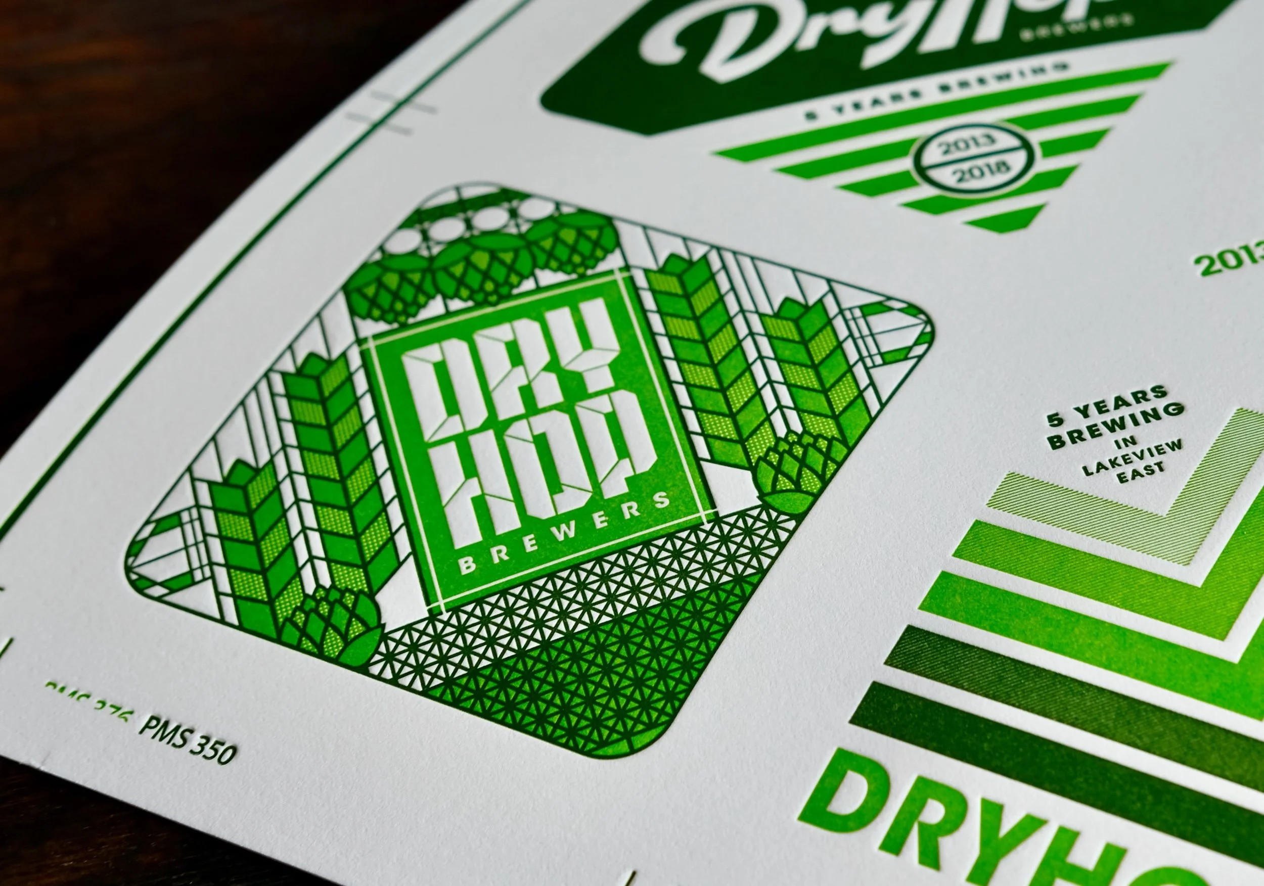 Fun one from the archive - these anniversary letterpressed coasters for @dryhopchicago, printed at @doubletrippress in Lakeview East. Green on green. 💚
.
#letterpress #dryhop #printdesign #chicagobeer #designstudio