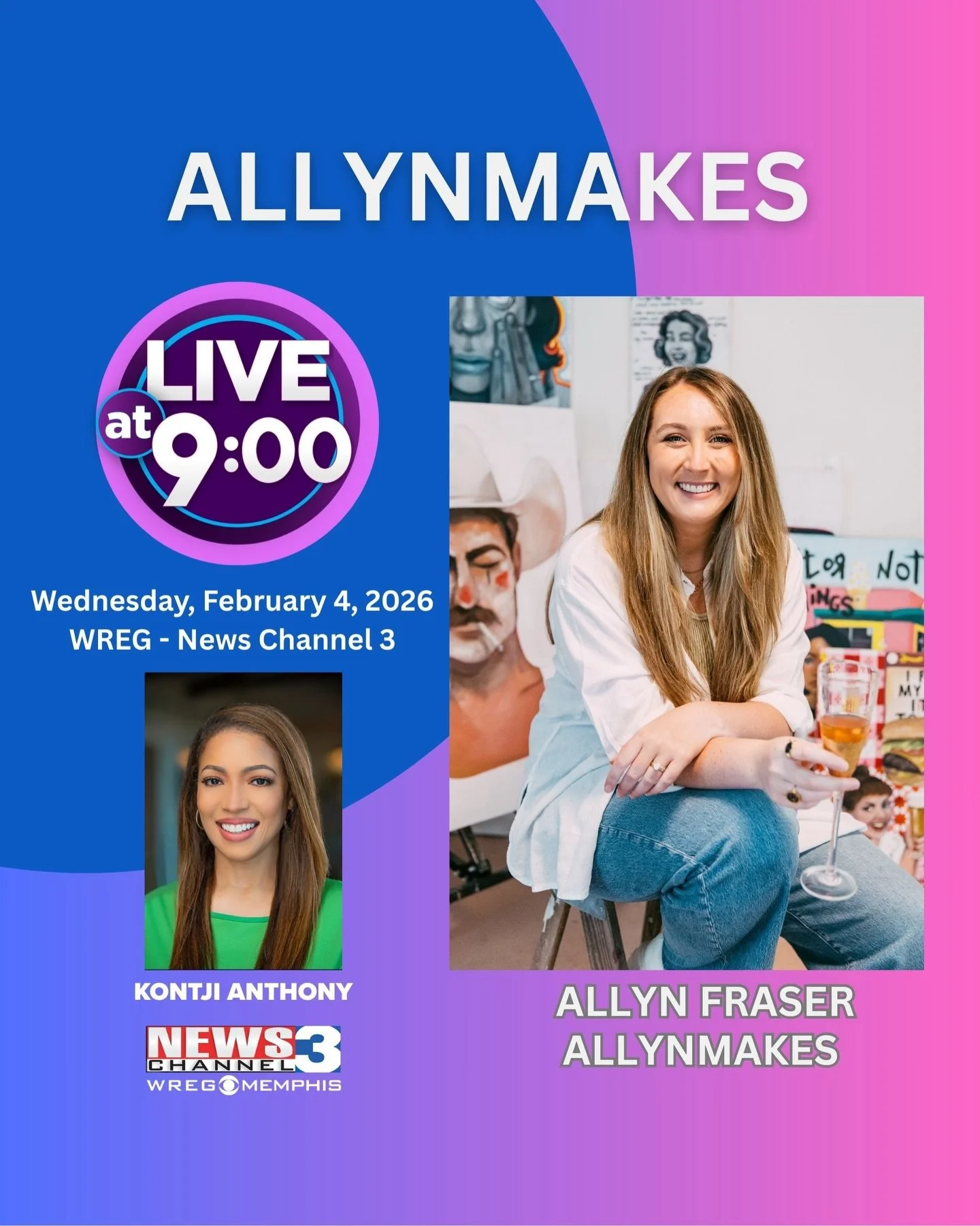 Am I more excited to be on Live at 9 this Wednesday morning or for the chance to finally convince @kontji to be my best friend? Tune in to find out 😜🎨