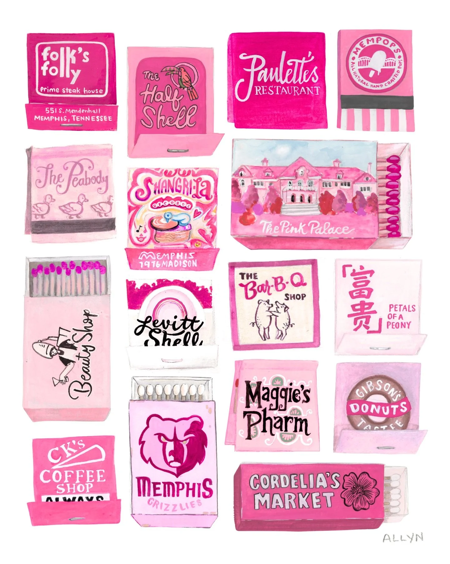 MEMpink 💖😭 the collection I never knew I NEEDED. And it only seems appropriate to debut this cutie for sale at @beelinebazaar next month!!! Preorders are also available on my site under prints 🫶🏼 eeeeee!