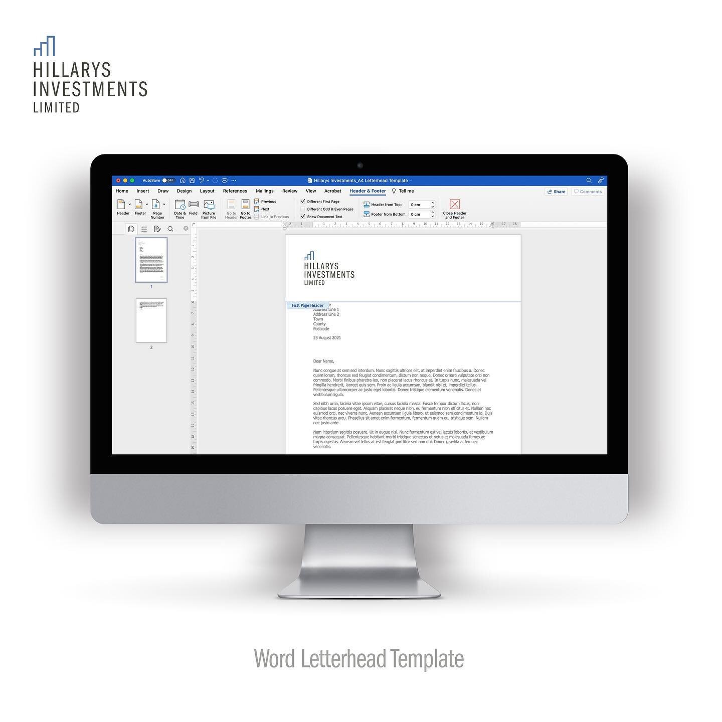 Keeping stationery layouts constant across the range with this Microsoft Word Letterhead Template. Designed and supplied to Tony Hillary for Hillarys Investments. 👩&zwj;💻
.
.
.
.
.
#letterhead #microsoftword #microsoftwordtemplate #stationerydesign