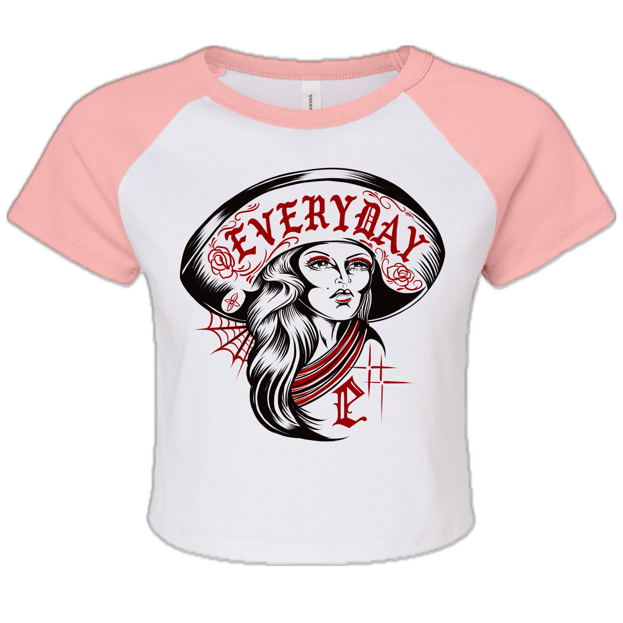 CHICAS SHORT SLEEVE CROP TOP (WHITE/PINK)