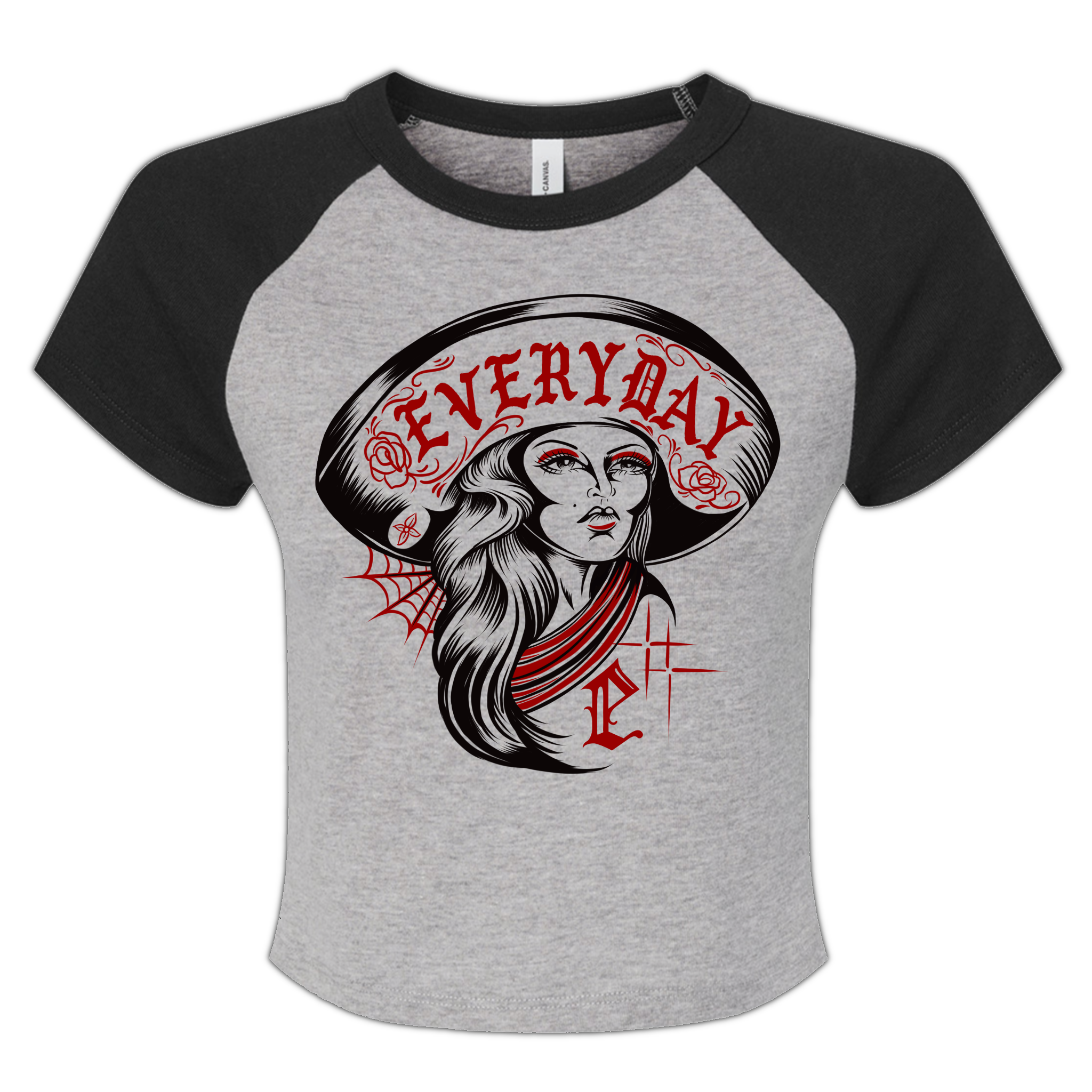 CHICAS SHORT SLEEVE CROP TOP (GREY/BLACK)