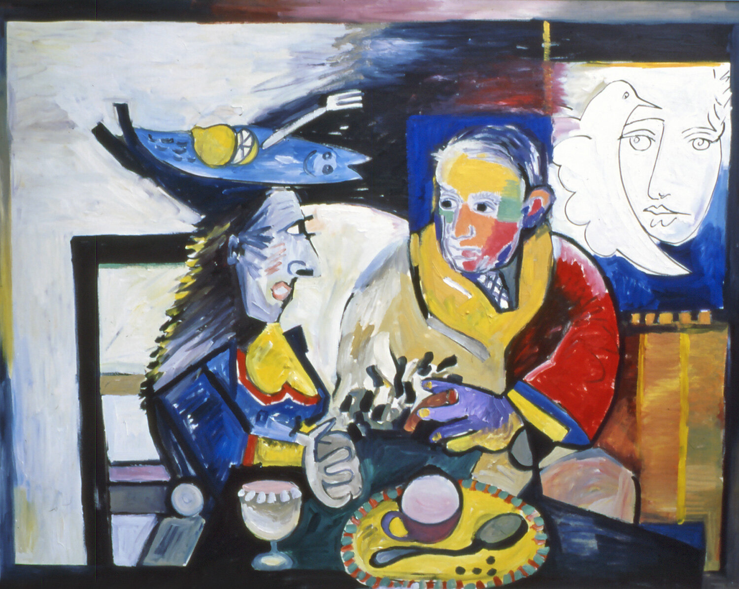 Picasso Lunches with the Lady with the Fish Hat  1995