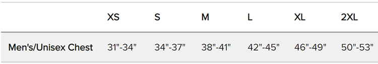 bella+canvas unisex size chart