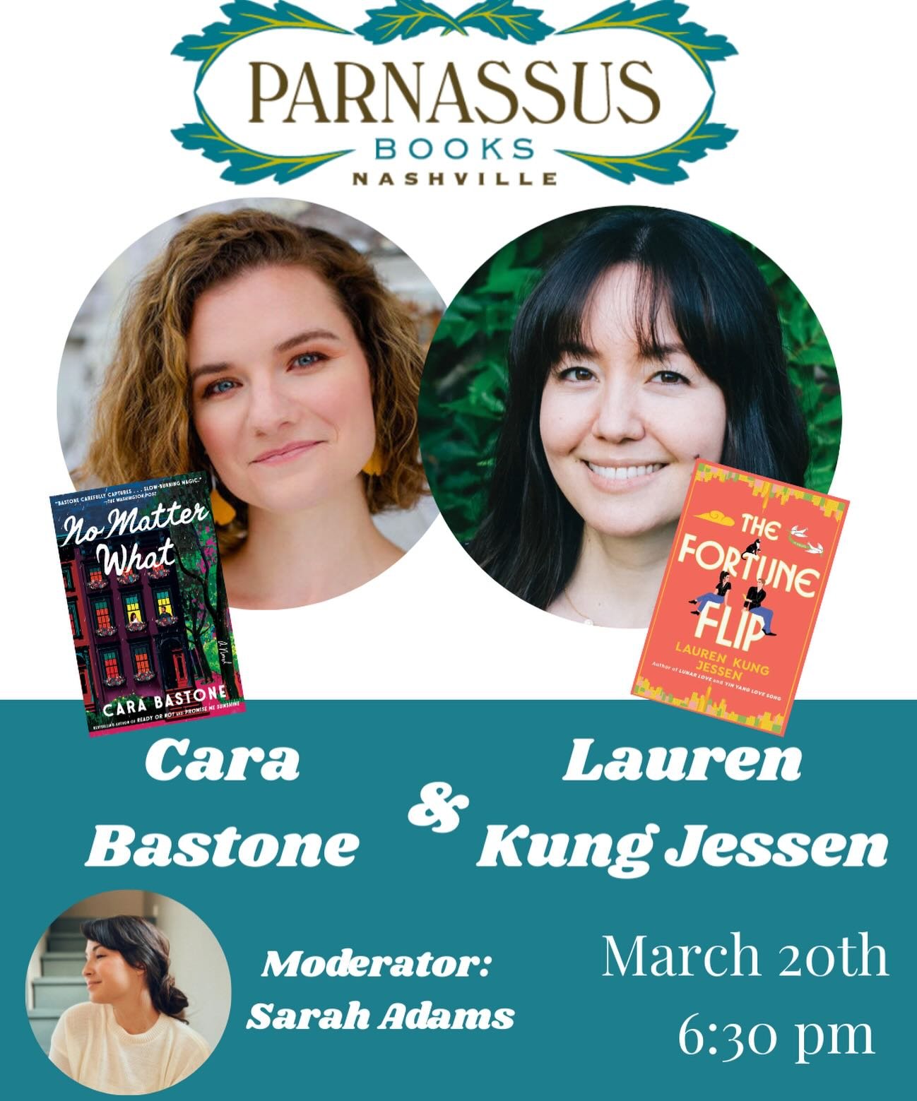 So excited to announce our event at @parnassusbooks in Nashville on March 20th. We can&rsquo;t wait to celebrate each other&rsquo;s books and see all you shining faces.
Come join us if you can! Tix at link in bio.