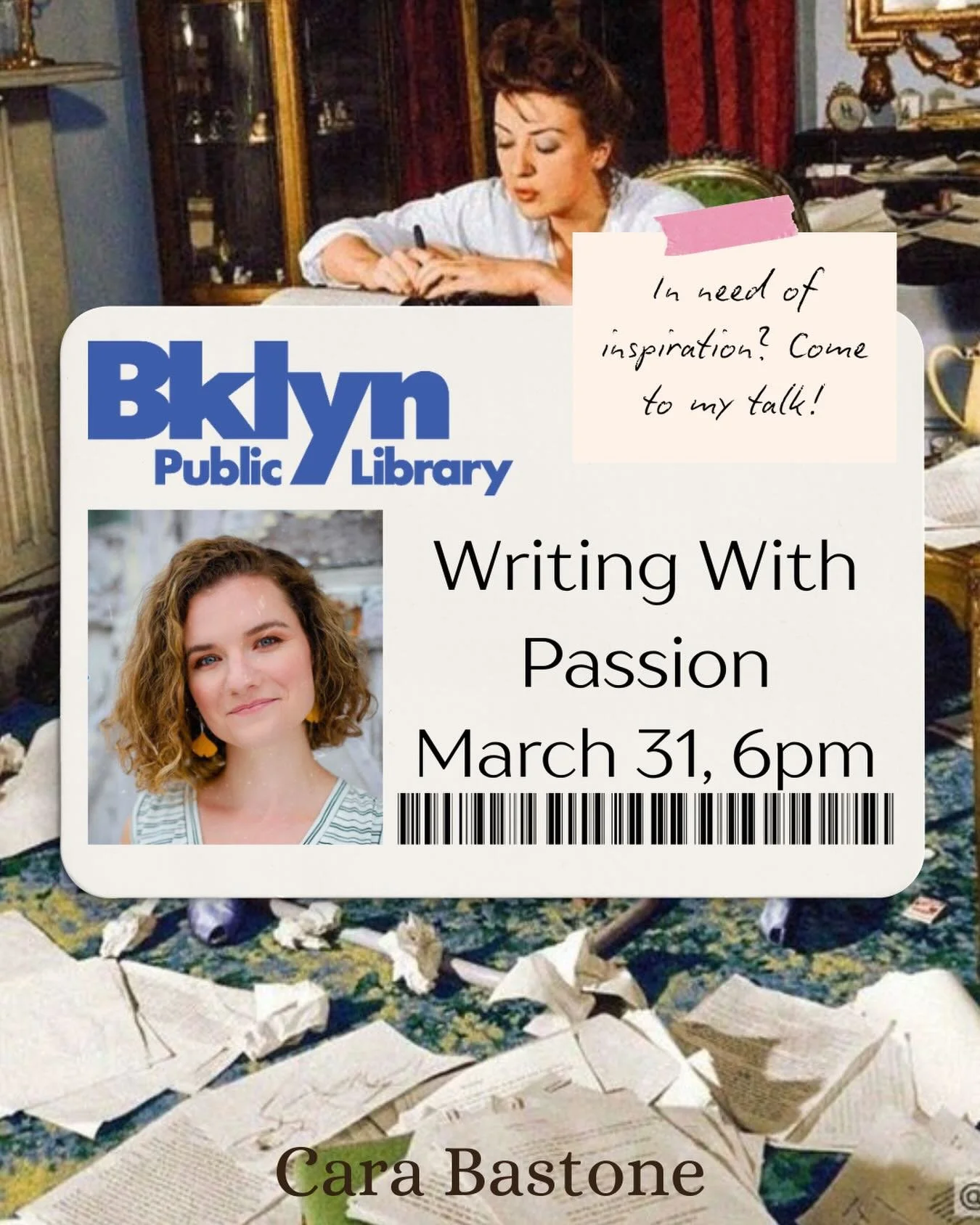 Don&rsquo;t miss out on my talk next Tuesday at @bklynlibrary Park Slope! 💙📚 Rsvp at the link in bio.