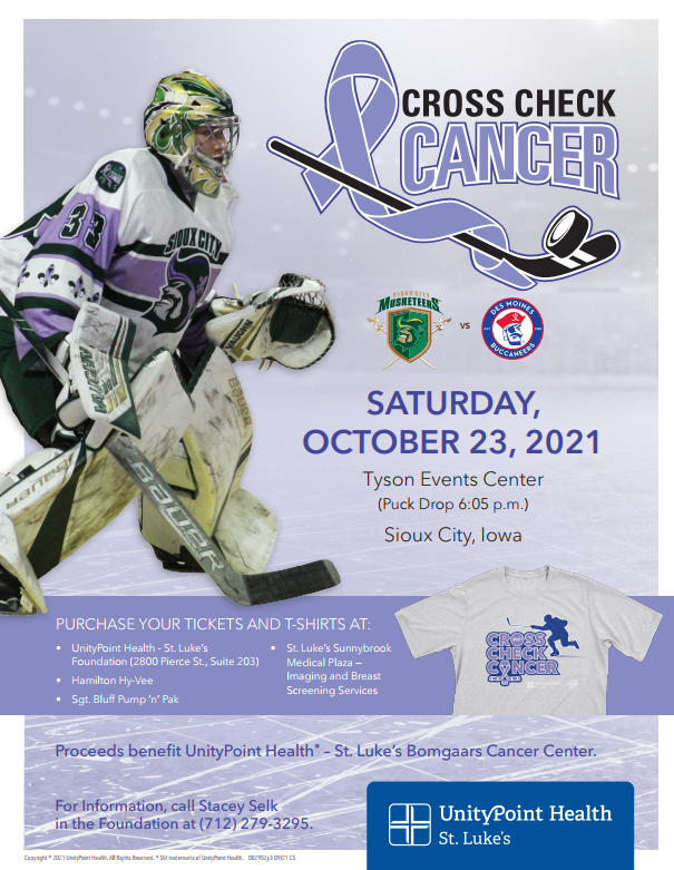 Cross Check Cancer Hockey Event Is October 23 — Nylen Cancer Center
