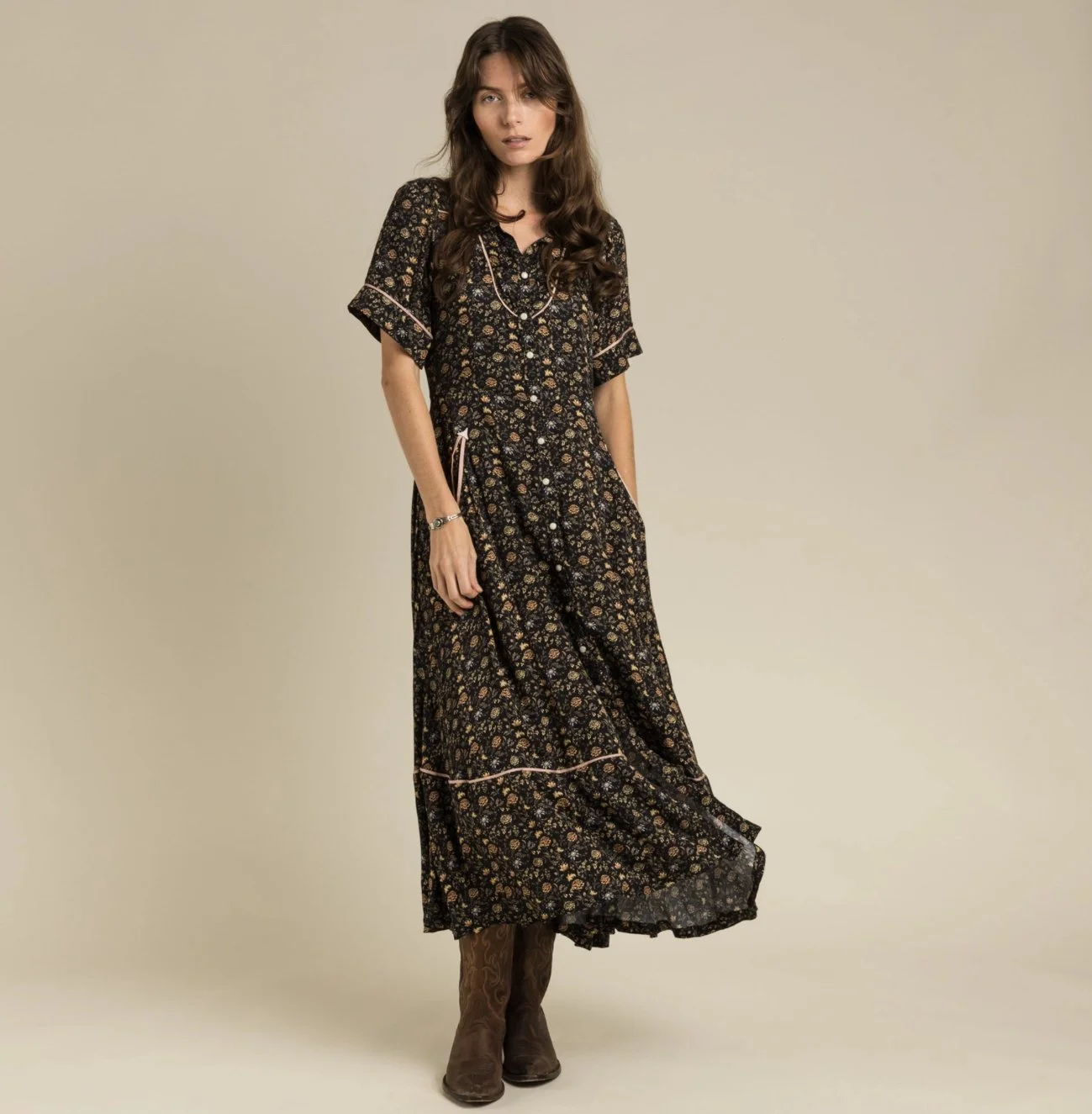 chinese dress ladies Women's Buckle Strap Denim Maxi Dress main image 0