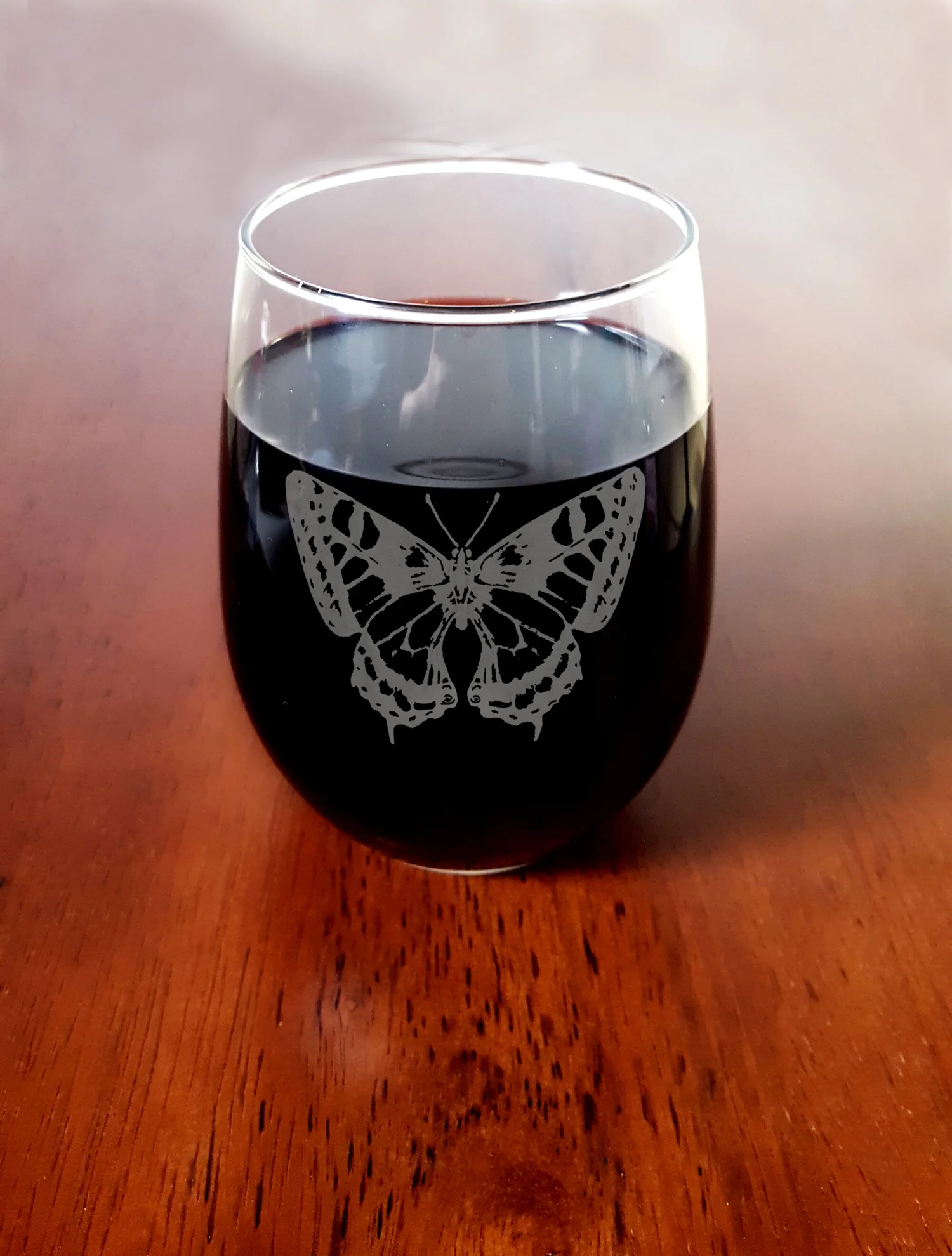 Swallowtail Butterfly Etched Stemless Wine Glass, Free Engraved  Personalization  Lyoncraft Engraving
