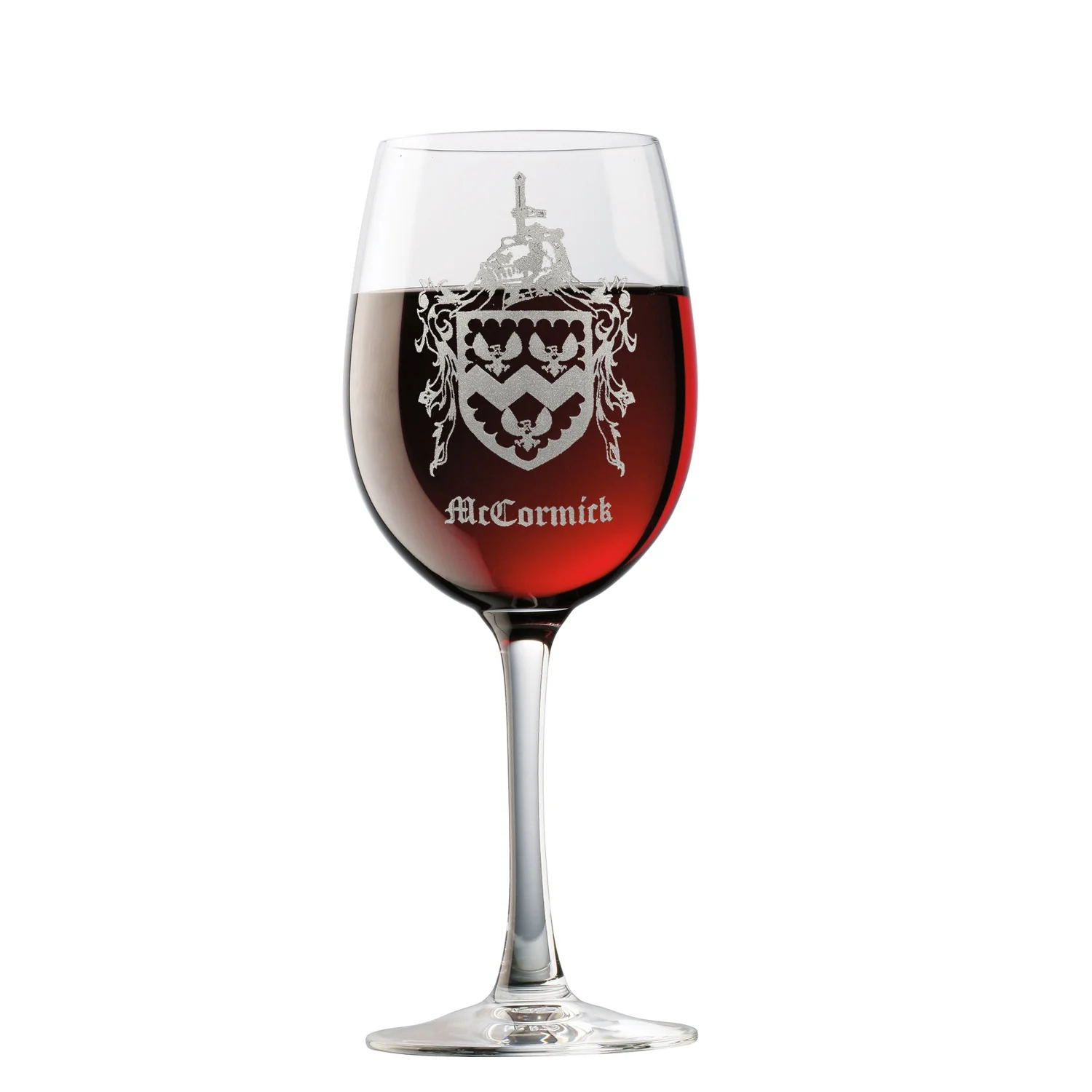 Custom Engraved Family Crest Wine Glass 18oz  Lyoncraft Engraving