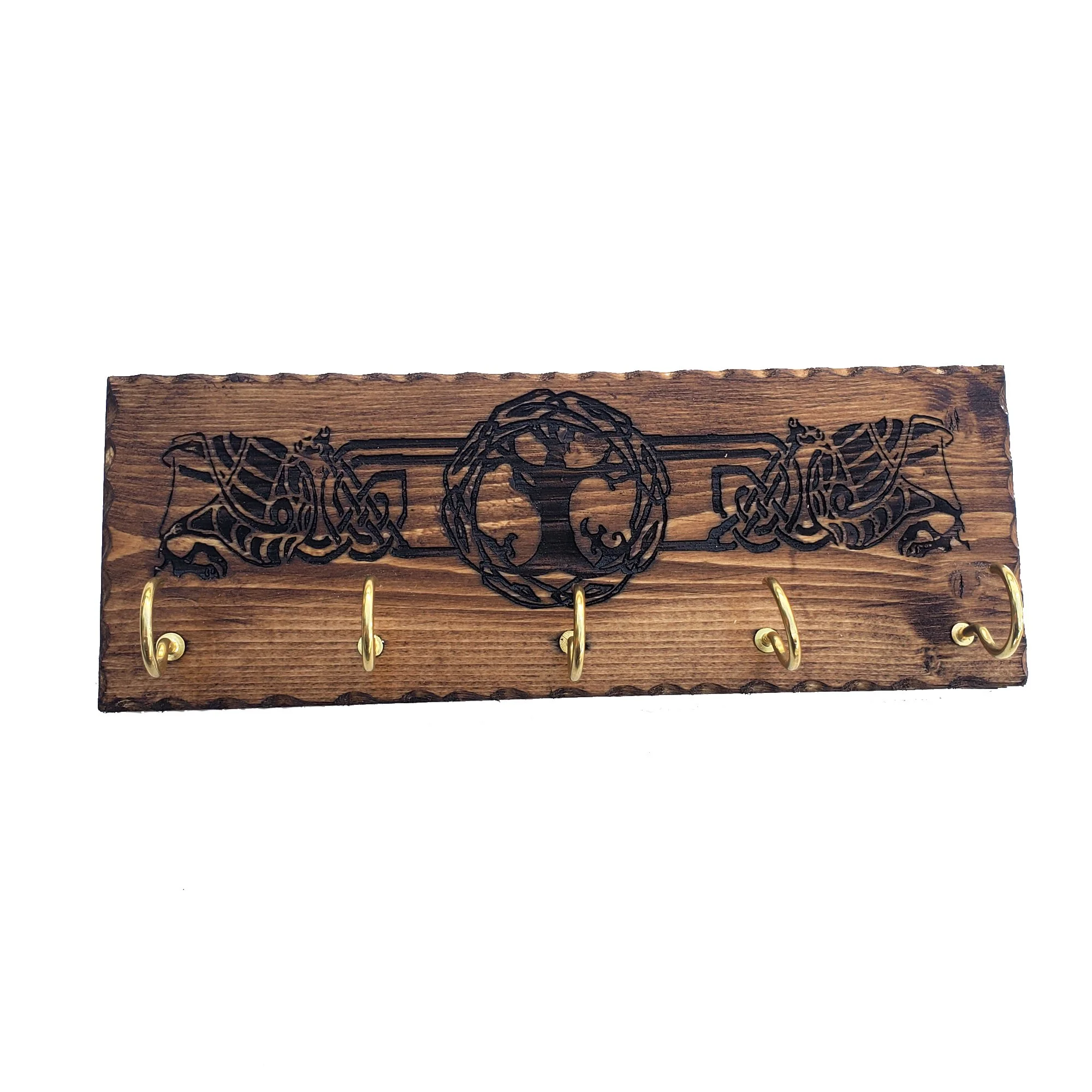 Celtic Tree of Life Key Hanger, Wooden Wall Mounted Hook Organizer