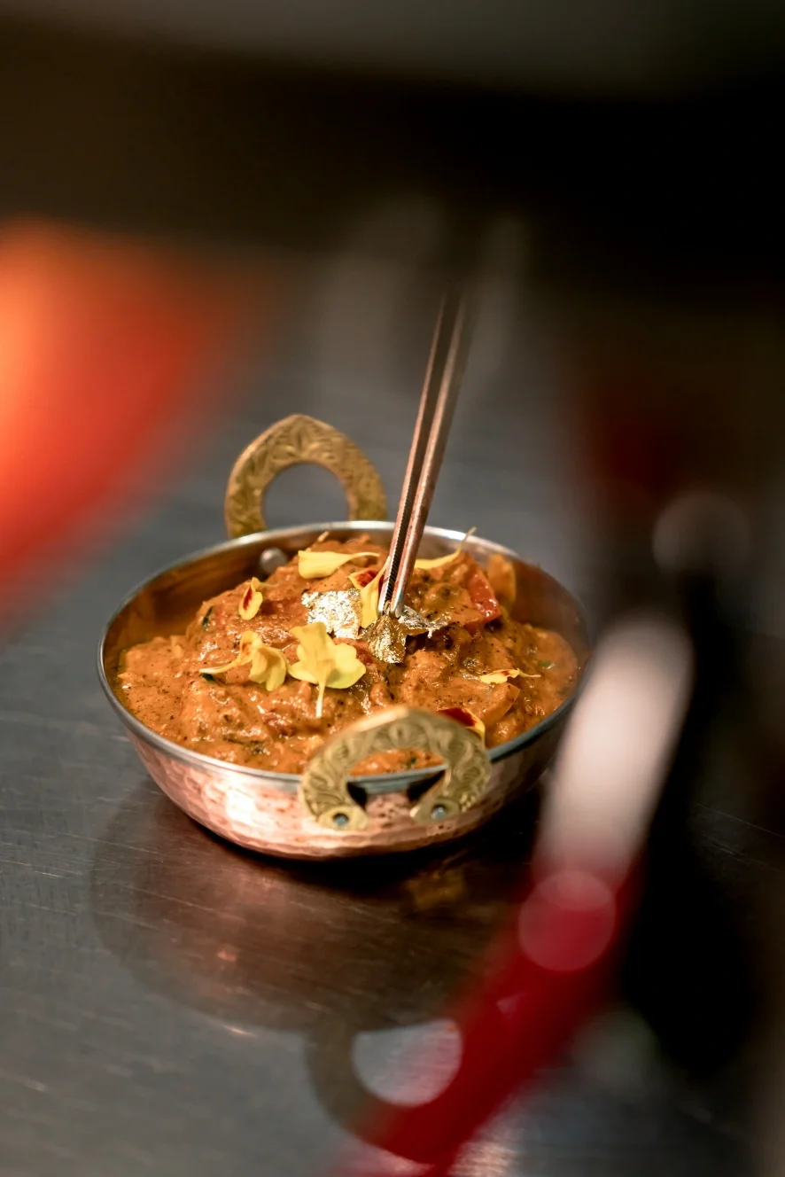 Traditional Chole Masala made with slow-cooked chickpeas and authentic Indian spices at an Indian restaurant in Ubud.