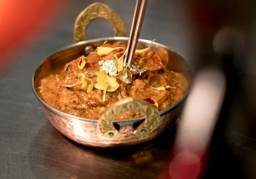 Traditional Chole Masala made with slow-cooked chickpeas in a rich tomato and spice gravy at Pesona Lounge.