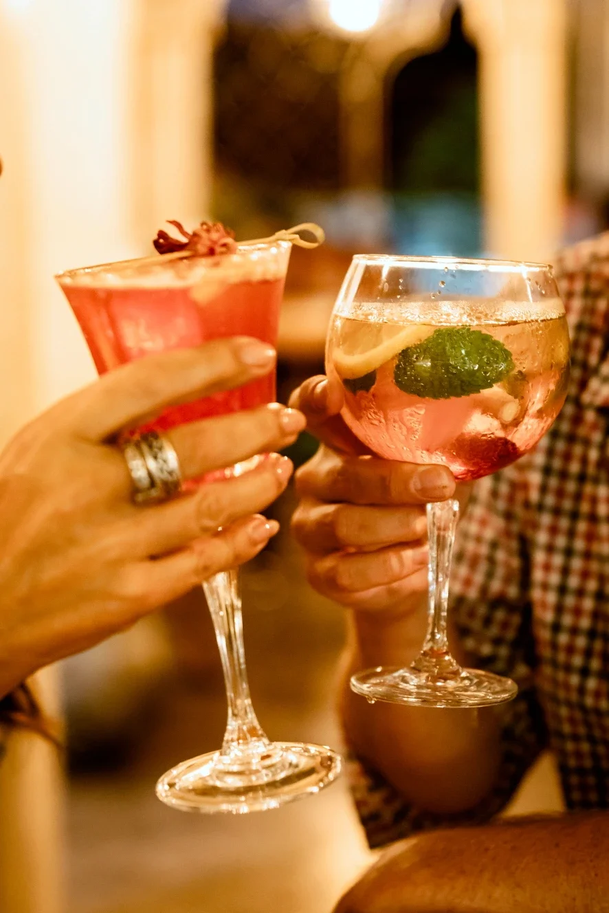 Signature cocktails served at Pesona Lounge, the perfect pairing with authentic Indian cuisine in Ubud.