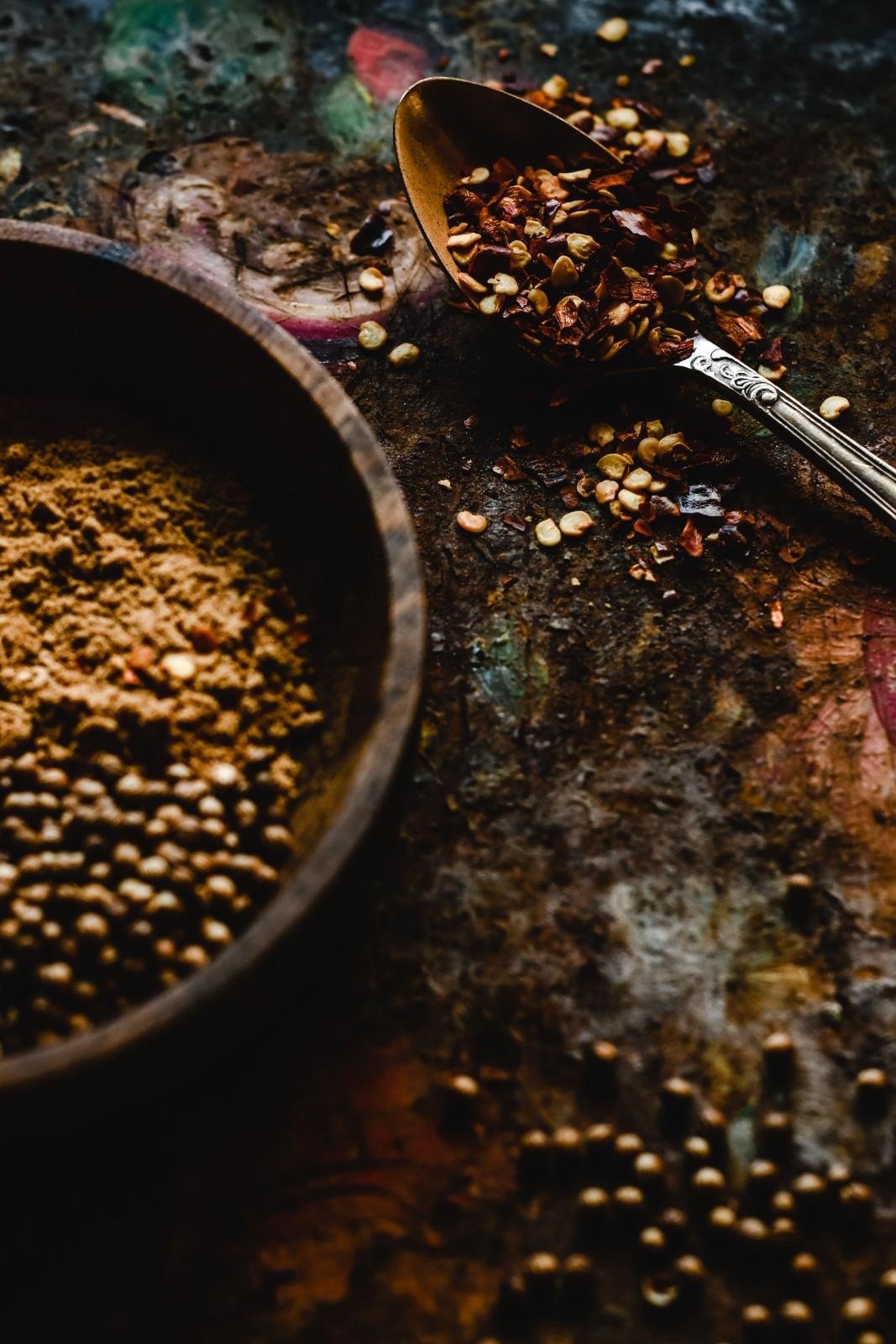 Indian spices being toasted to develop their aroma and flavour..