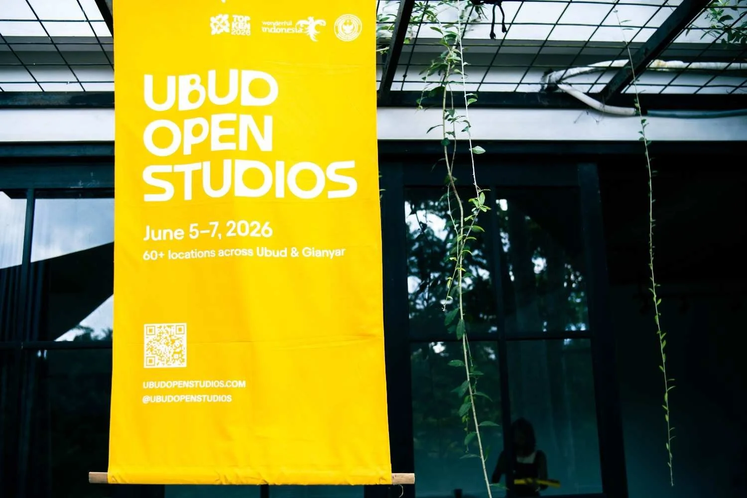ubud open studios banner at puhan art studio
