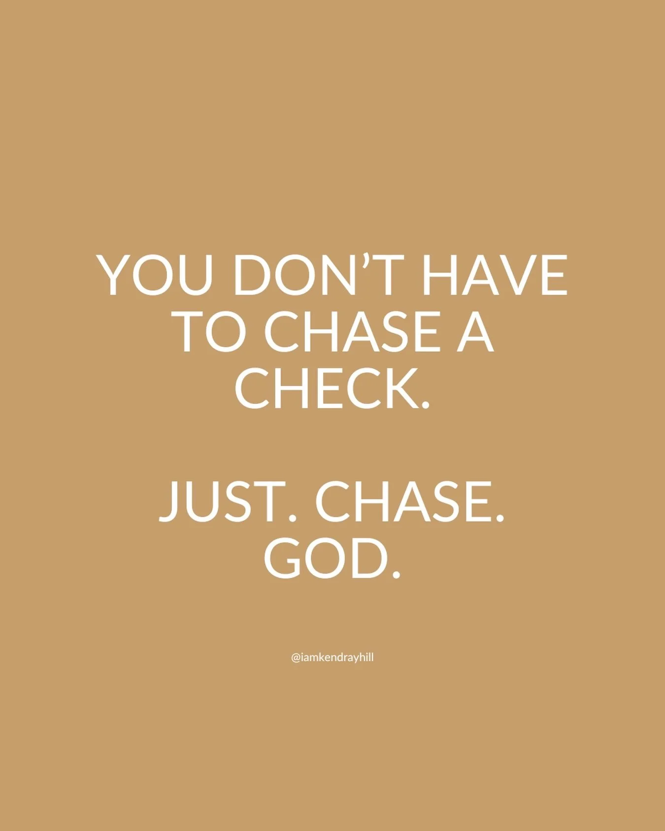 👉🏼 FUN FACT: You can ALWAYS make more money.

Not to say that people who chase money don&rsquo;t have God, but there is something about the peace and effortless flow of income that you receive when you stop operating from a place of pursuing it. 🕊