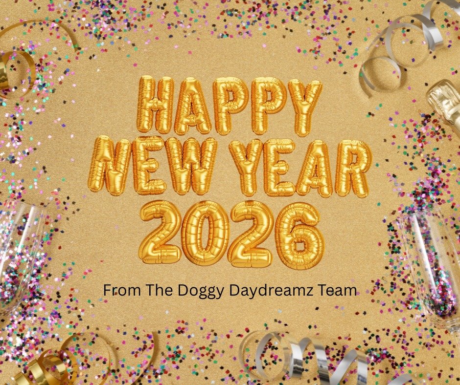 🎉🐾 Happy New Year from all of us at Doggy Daydreamz! 🎉🐾 

As we wag into 2024, we want to thank you for being part of our furry family. Please note that we will be closed on New Year's Day to let our team and your pups enjoy a day of rest and pla