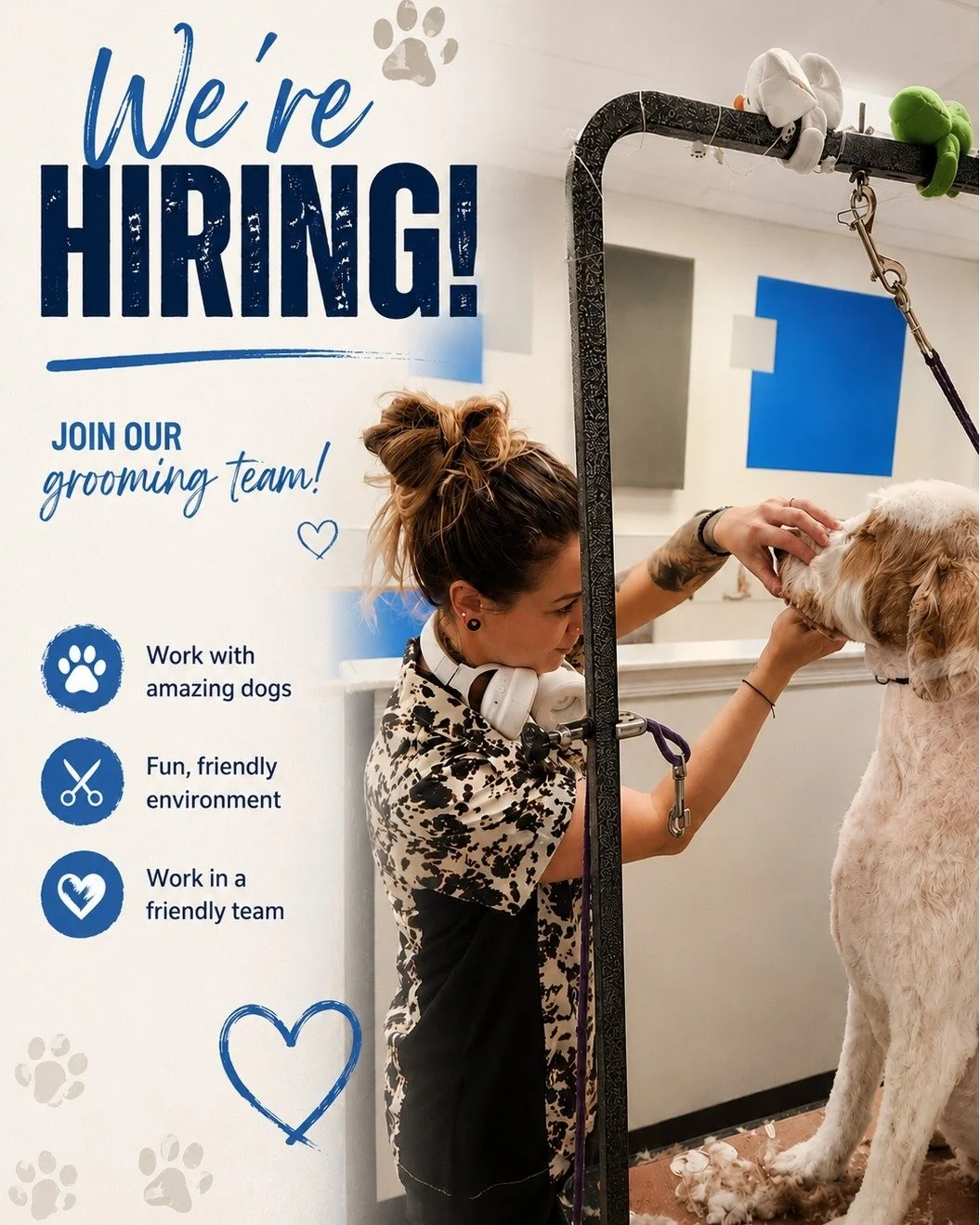 🐾 We&rsquo;re hiring! 🐾

We&rsquo;re looking for friendly, reliable people to join our team!

This could be a great fit for someone who loves dogs, enjoys working with people, and is happy to jump in where needed around a busy grooming and self-was
