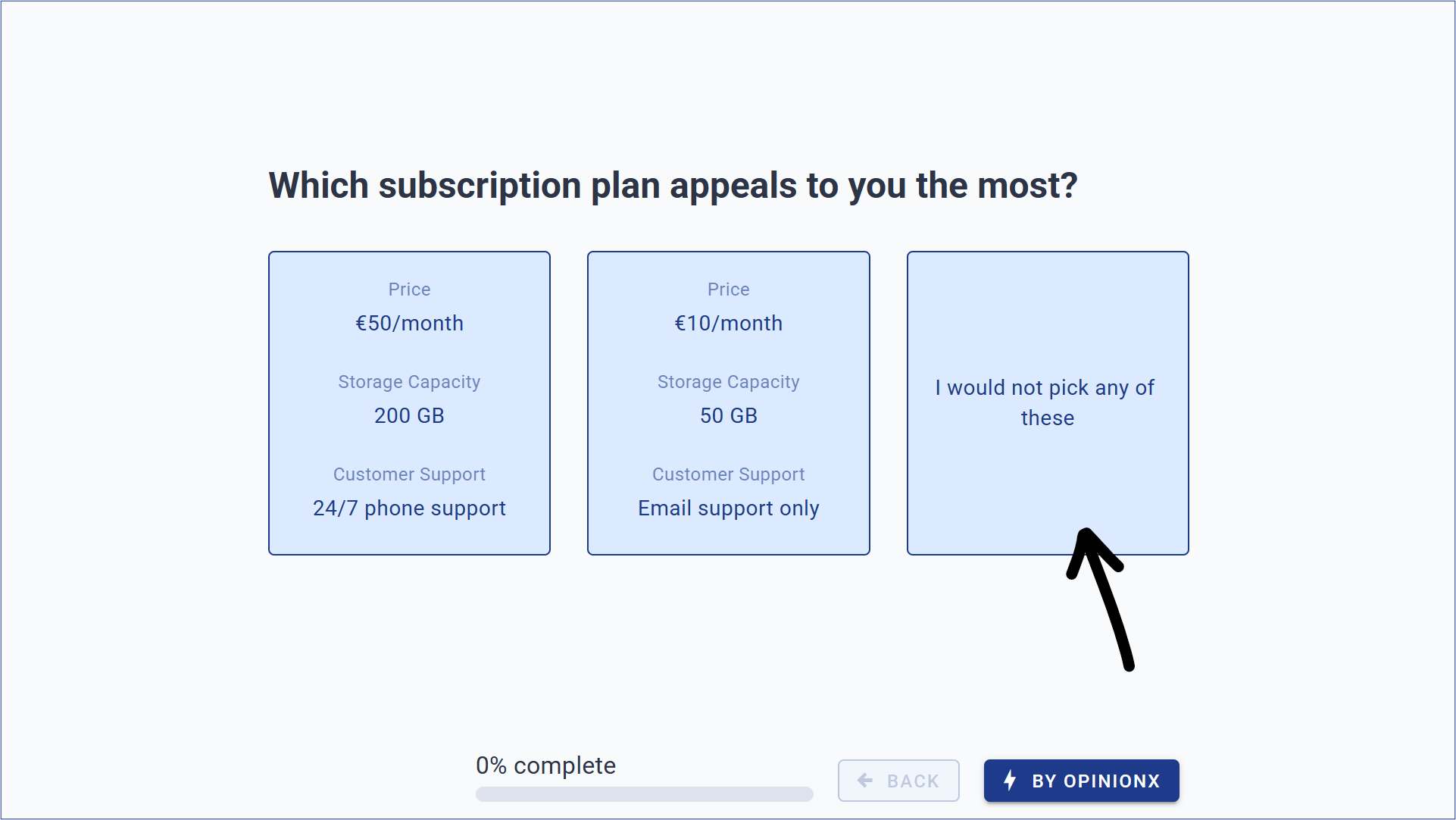None of the Above - OpinionX Conjoint Example