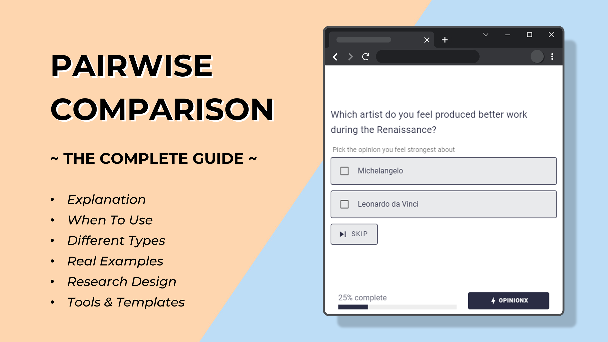 Pairwise Comparison (Explanation, Methods, Examples, Tools) // OpinionX —  Free Stack Ranking Surveys