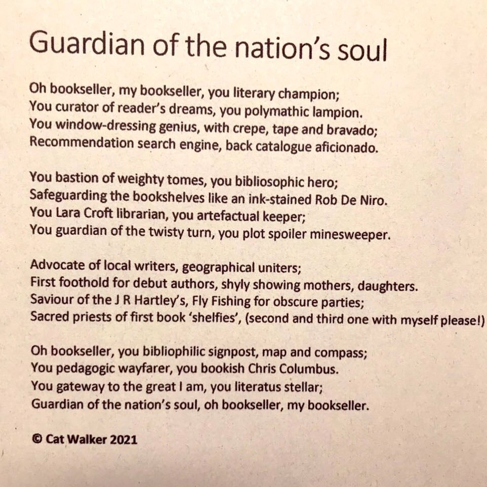 In honour of #worldbookday and as part of @_thebookseller&rsquo;s homage to the nation&rsquo;s #booksellers who play such a pivotal role in supporting both #readers and #writers I wrote this little ditty called &lsquo;Guardian of the nation&rsquo;s s