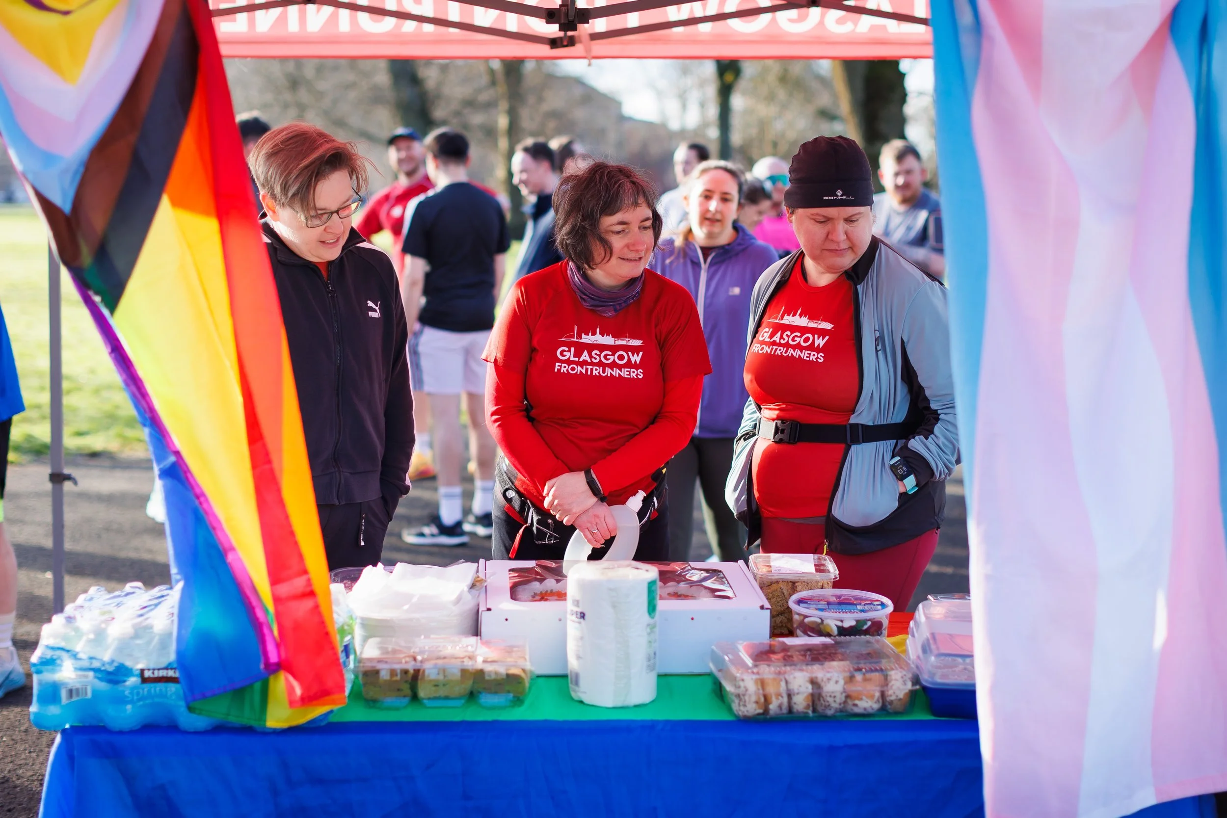 A photograph of GFR members at a stall after a Parkrun